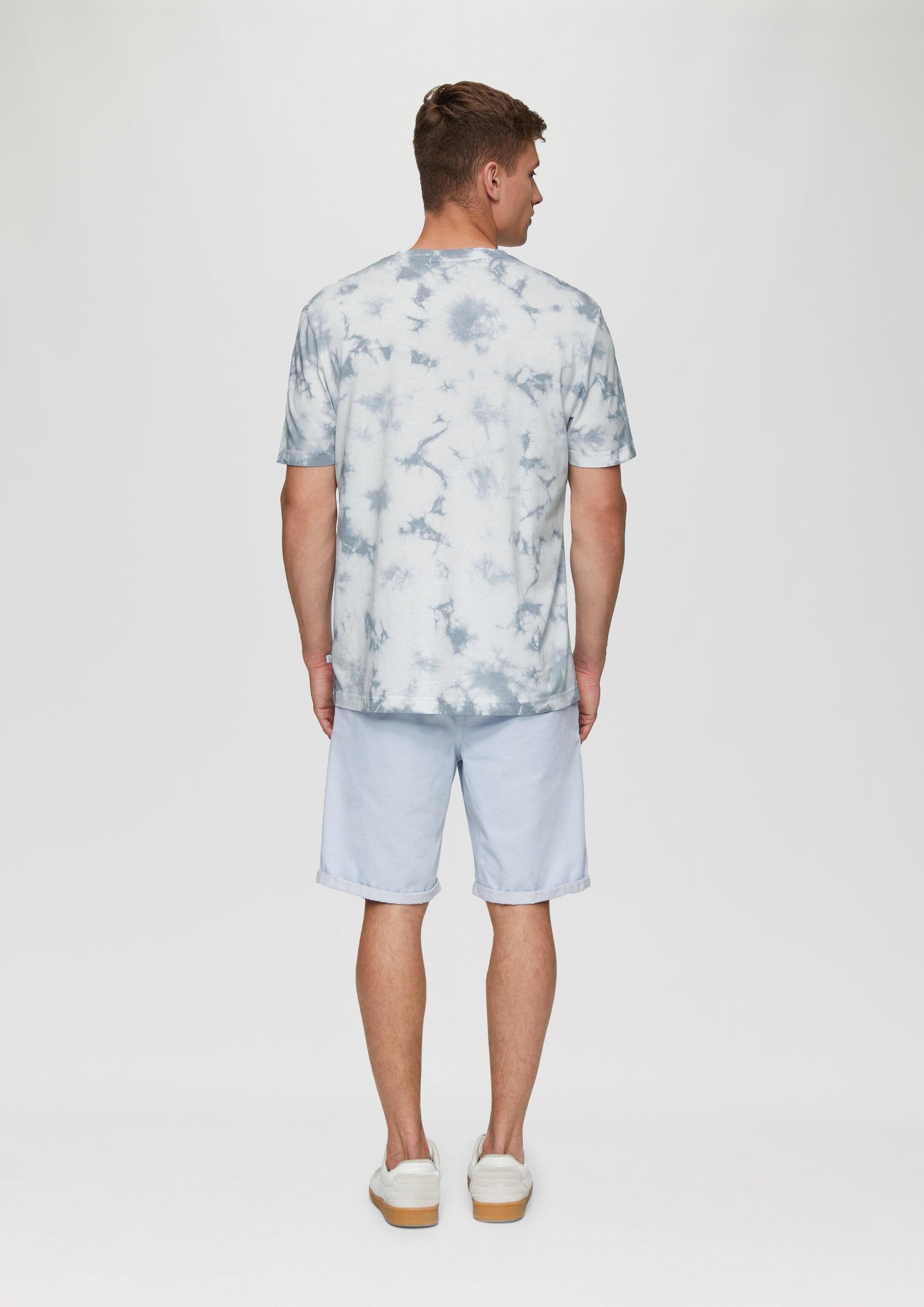 QS Kurzarmshirt T-Shirt Batikshirt aus Baumwoll-Jersey mit Rippblende