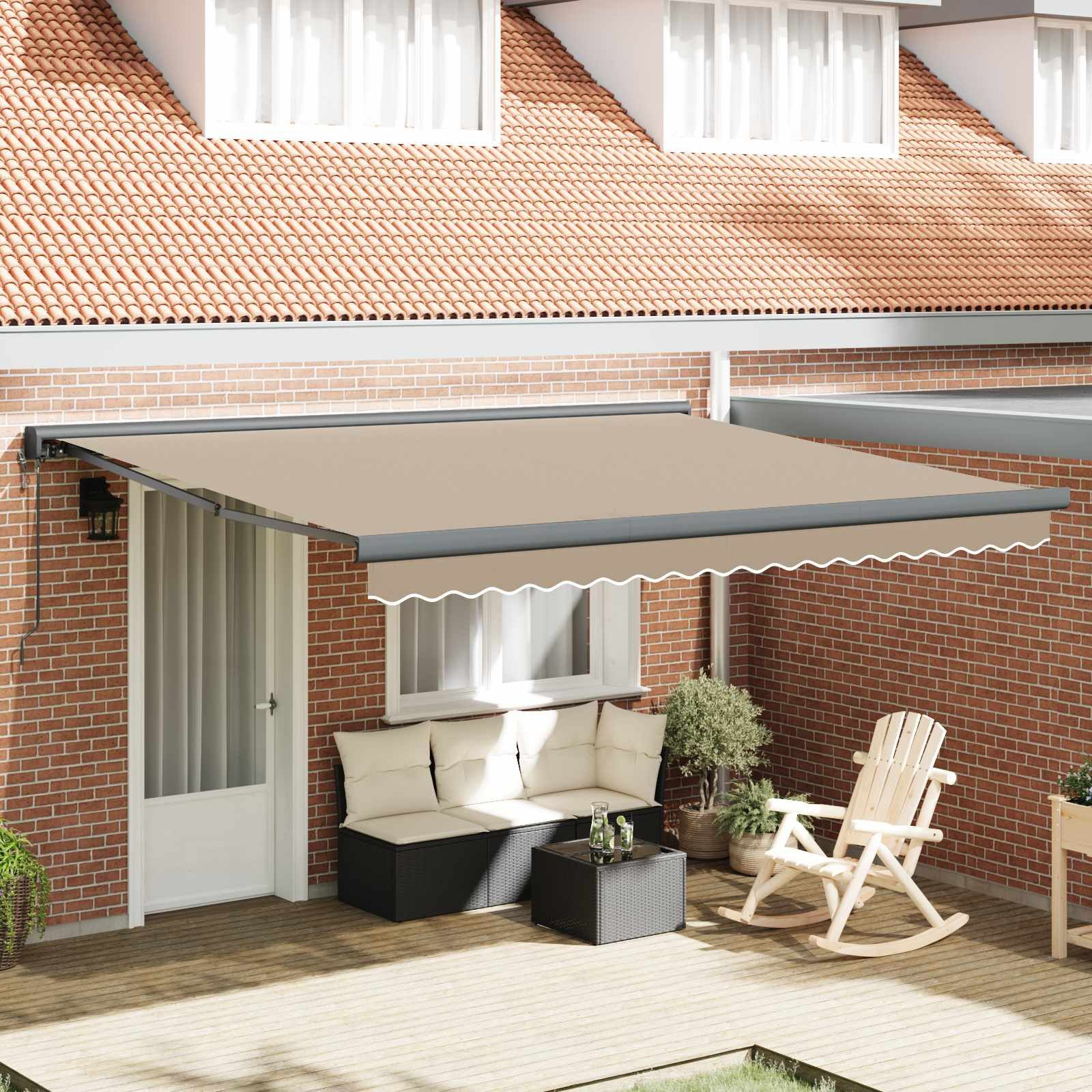 vidaXL Markise Ausziehbare Markise Beige 400 x 300 cm Stoff und Metall (1-St)