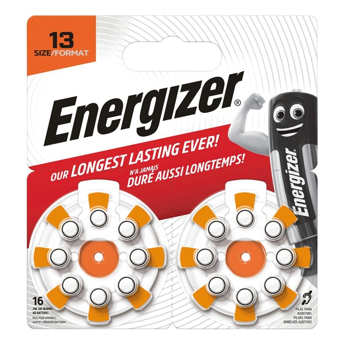Energizer 13 Knopfzelle, PR48 (1.4 V, 16 St), Hörgerätebatterie Zinc-Air