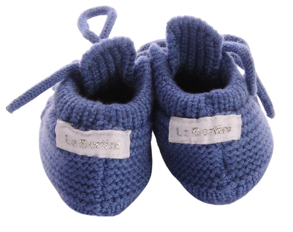 La Bortini Füßlinge Baby Strickschuhe Socken 3-6Mon Stricksocken Erstlingssocken weich, in Blau, für Neugeborene, warme Füßlinge – Bild 4 von 5