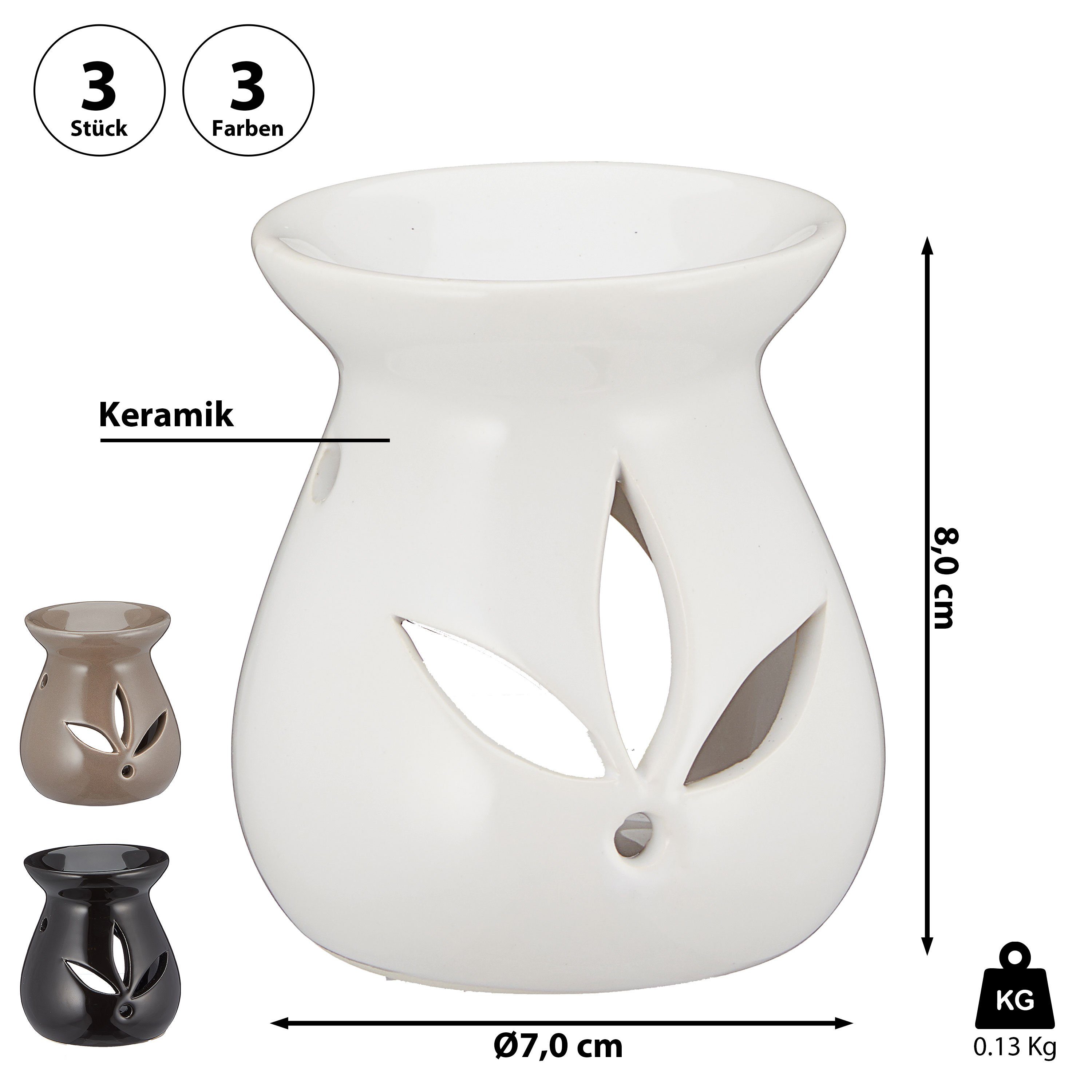 3er braun Keramik schwarz Duftlampe Raumduft Aromalampe weiß CEPEWA Set Duftlampe