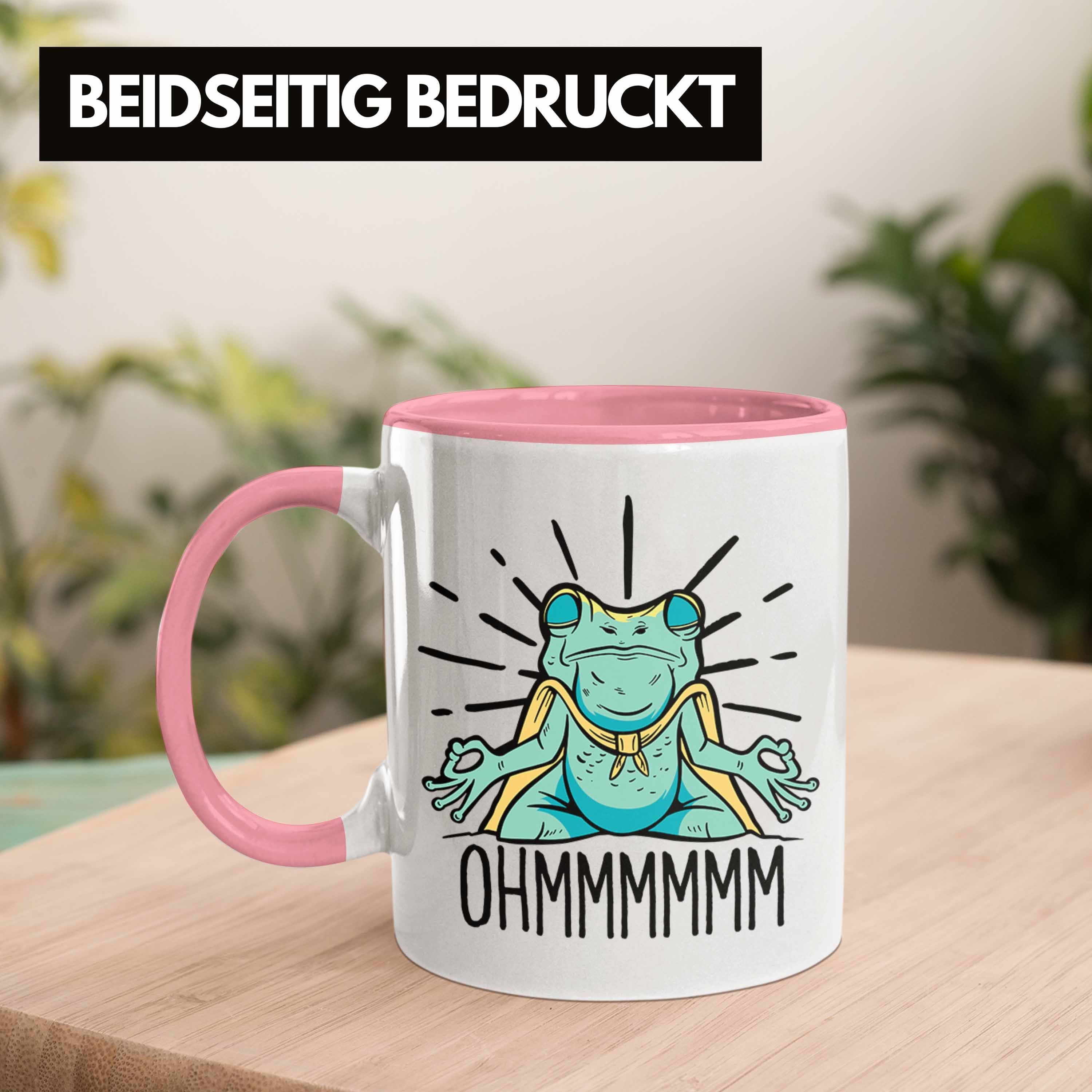 Frosch Mediration Trendation meditationsbegeisterte Rosa Tasse Geschenk Meditiere Tasse für