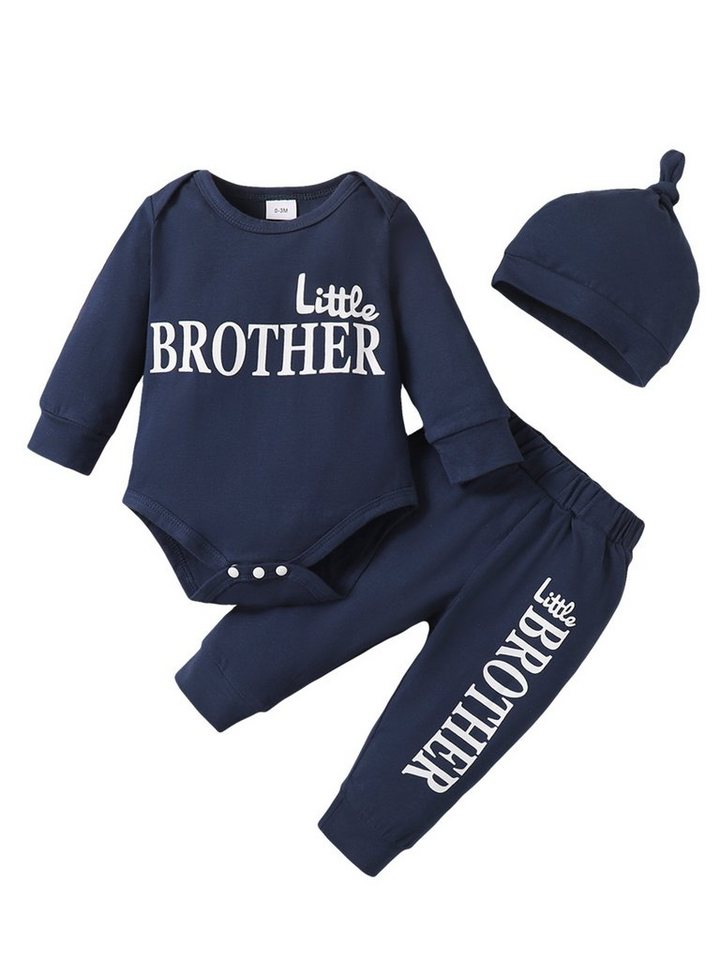 LAPA Body & Hose Blauer Baumwollanzug für Baby Jungs (3-tlg) Breif druck