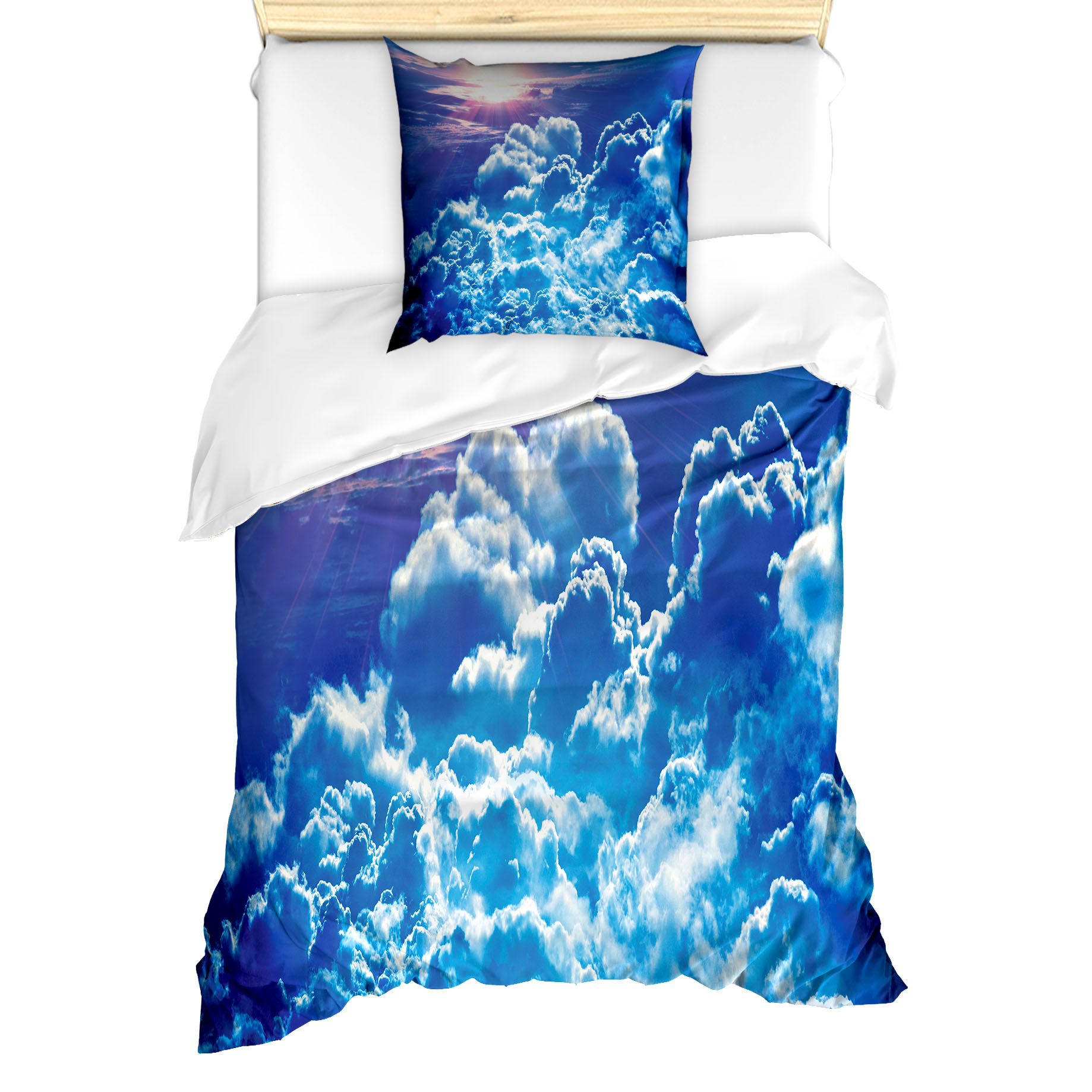 Abakuhaus Bettwäsche Milbensicher Allergiker geeignet mit Kissenbezug, Microfaser, Blau Blauer Himmel bewölkt Sonnenaufgang-Foto