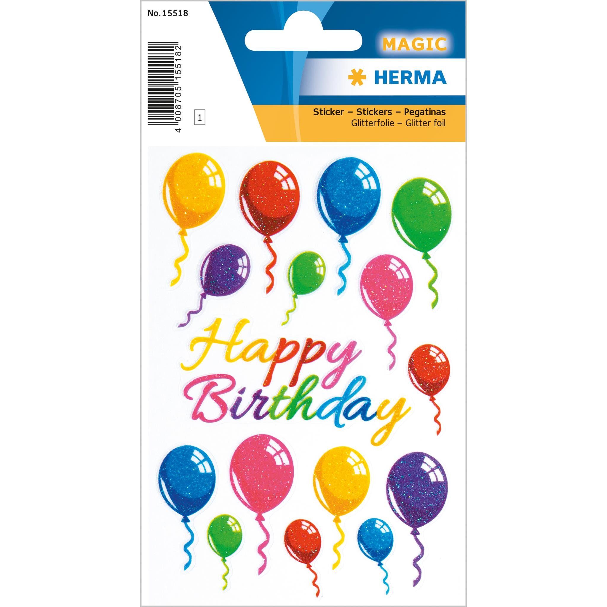 HERMA Sticker Herma Sticker MAGIC Bunte Luftballons glittery 1 Bl
