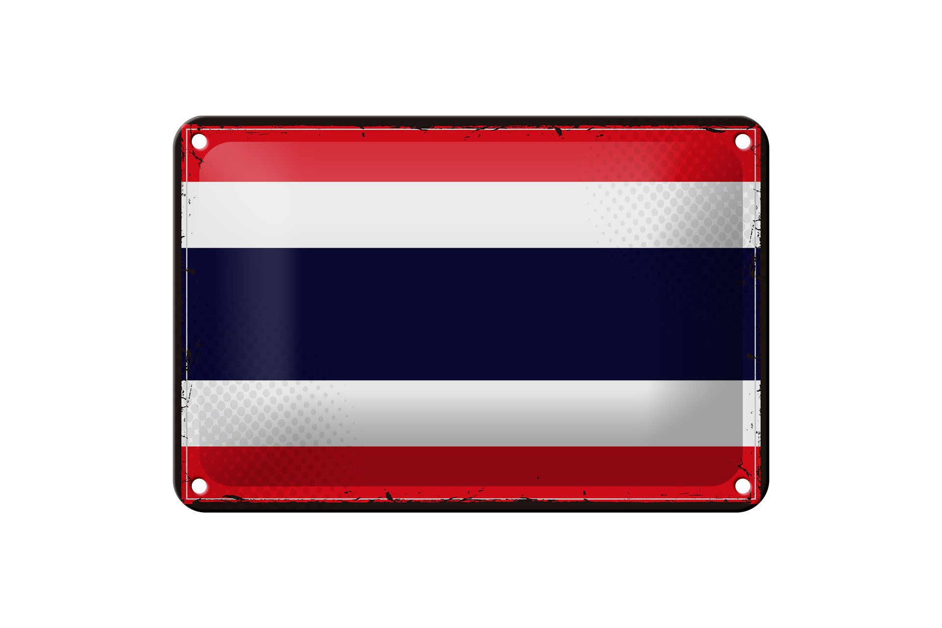 Femer GmbH Metallschild Flagge Thailands 18x12cm Retro Flag of Thailand, (1 St), gewölbte Oberfläche, abgerundete Ecken, umgeschlagene Kanten