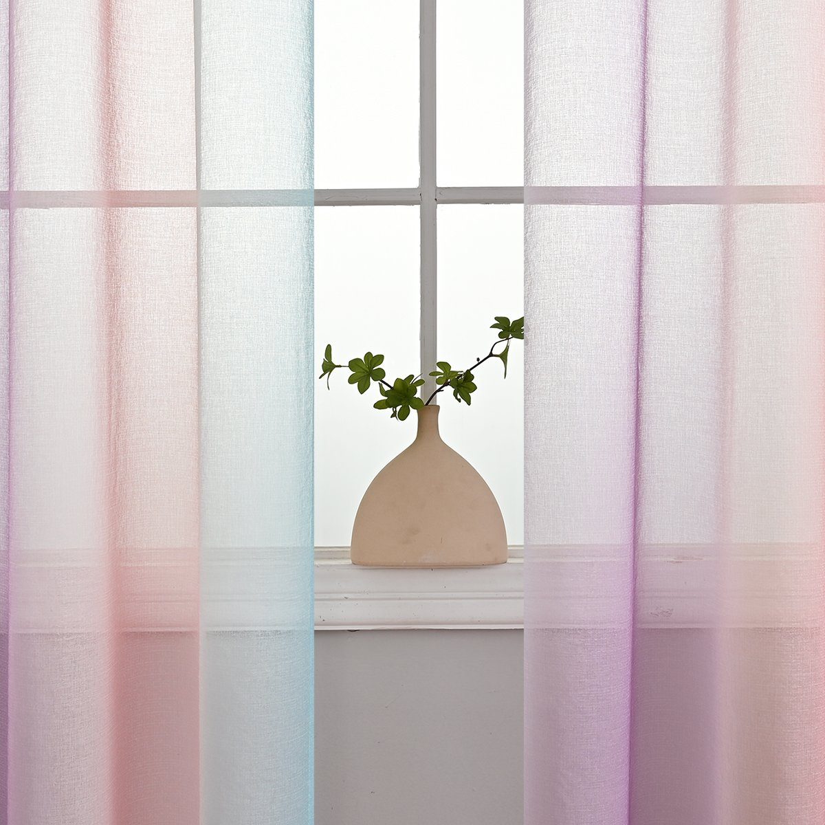 HOMEIDEAS, transparent, Bunt Vorhang und (2 Voile Stangendurchzug Gardine, Polyester, St),