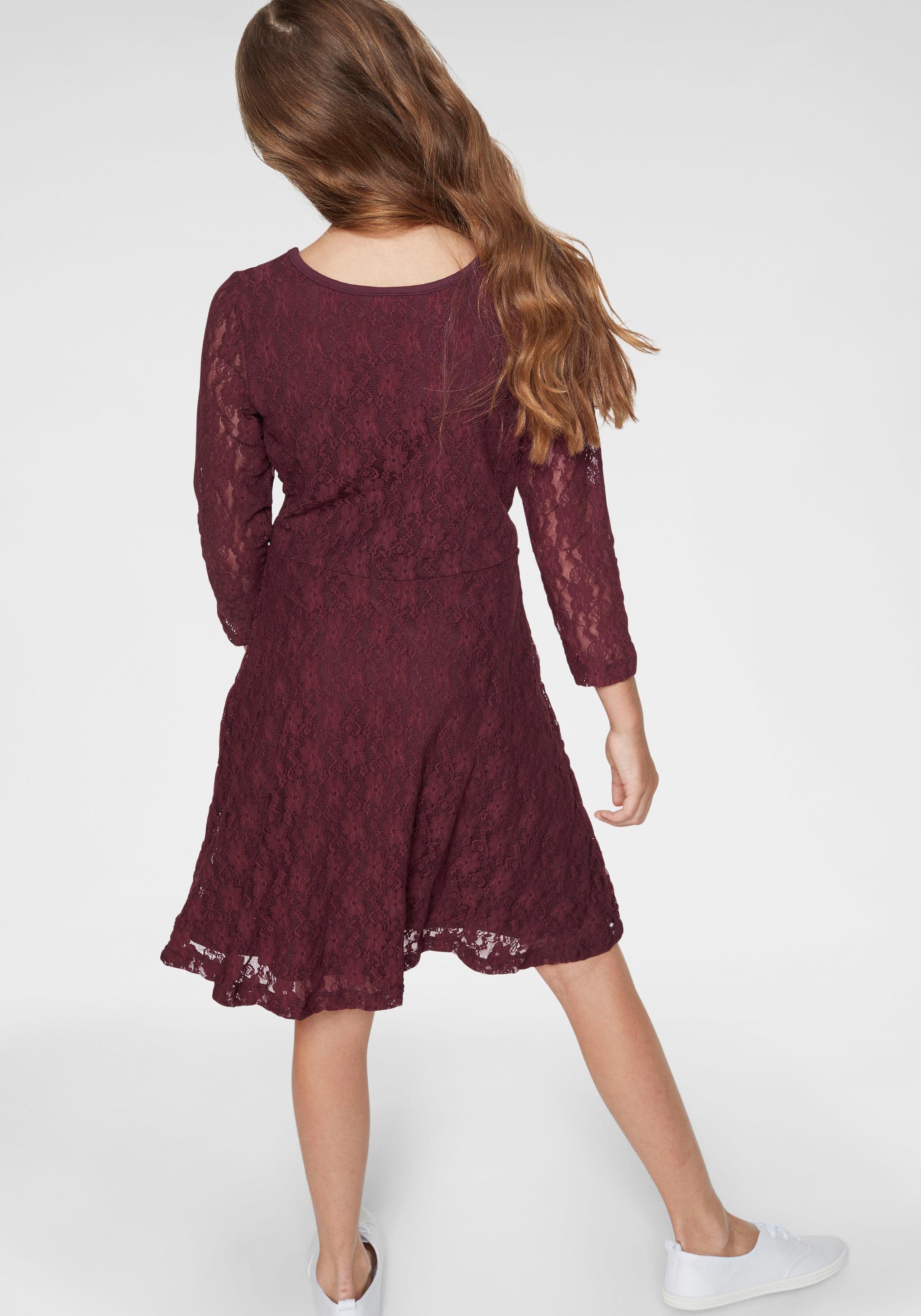 KIDSWORLD Jerseykleid - Spitzenkleid festliche Anlässe, knielang, aus Spitze und Jersey, 3/4-Ärmel