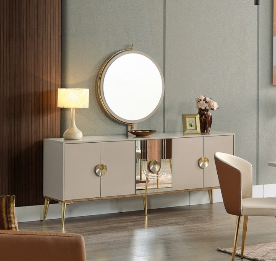 Xlmoebel Sideboard Hochglanz Anrichte aus Holz in Braun - Luxuriöse Kommode, Made in Europa