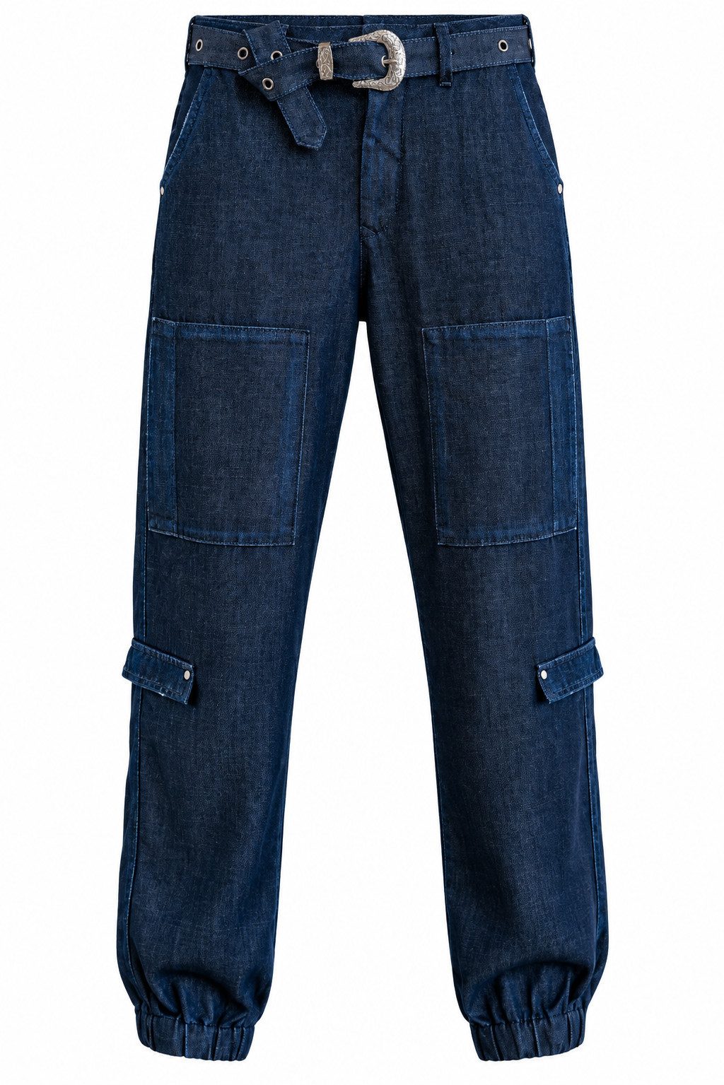 Freeman T. Porter Gerade Jeans Ciara Denim - Modische Cargo Jeans mit Stoffgürtel für Damen