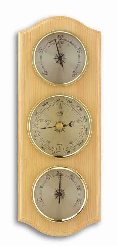 TFA Dostmann TFA 20.1000 Analog aus Massivholz mit Thermometer Hygrometer Barometer Wetterstation