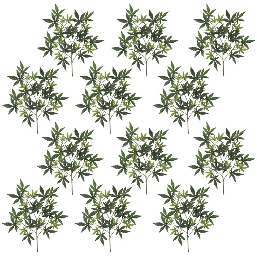 Kunstpflanze Kunstzweig Zweig Künstlicher Ahornzweig Grün 65 cm 12 Stück Dekoration Decovego, Decovego | Kunstpflanzen