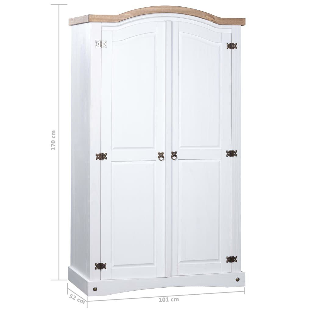 Weiß Türen furnicato Mexiko-Stil Kiefernholz 2 Kleiderschrank