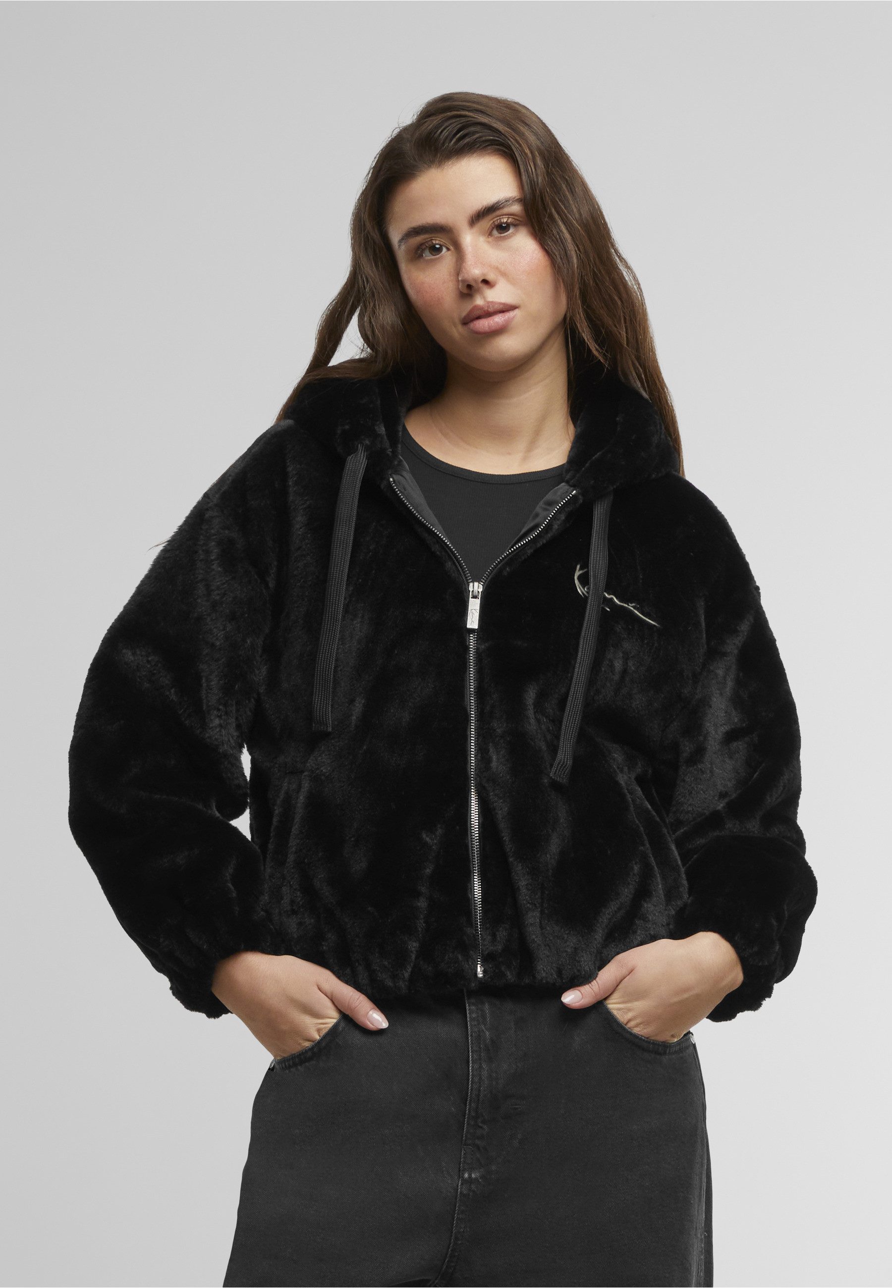 Karl Kani Sweatjacke Karl Kani Metal Signature Vegan Fur Zip Hoodie Jacket