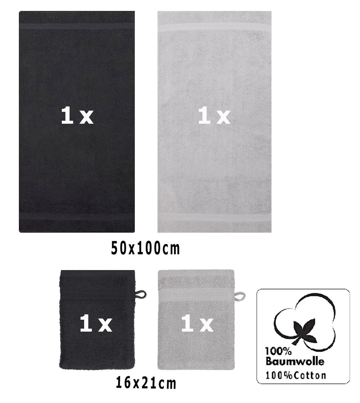 Betz Handtuch Set 4 tlg. Handtuch Set HAPPY Pack 2 Handtücher 2 Waschhandsc günstig online kaufen