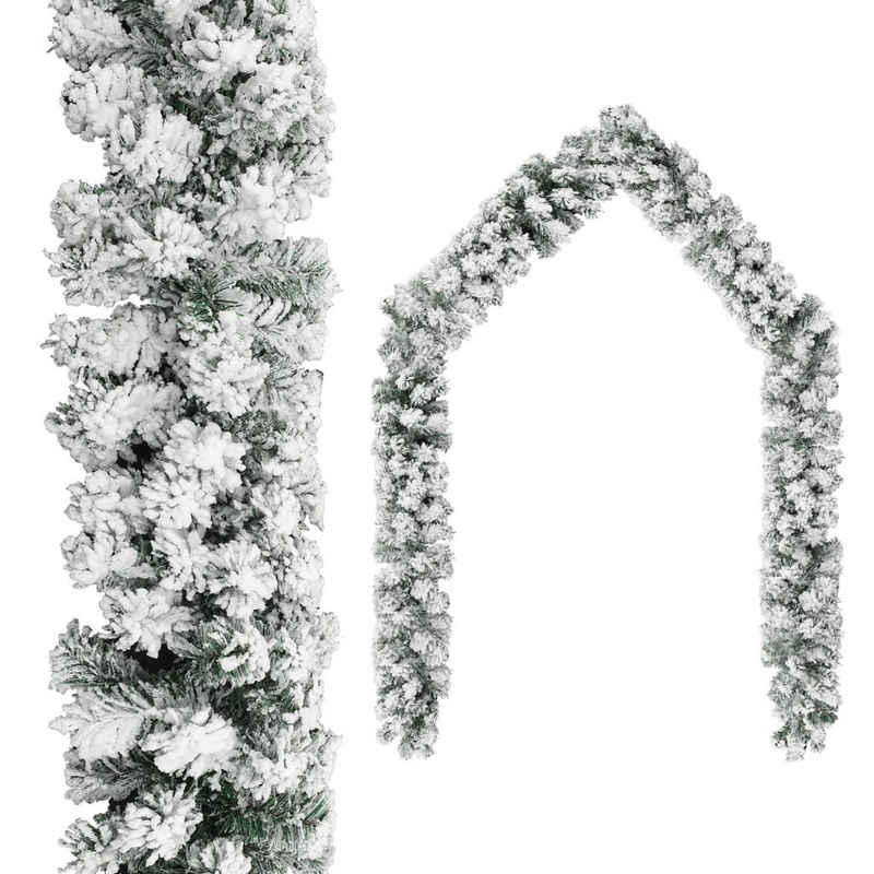 furnicato Weihnachtsbaumkugel Weihnachtsgirlande mit Schnee Grün 10 m PVC
