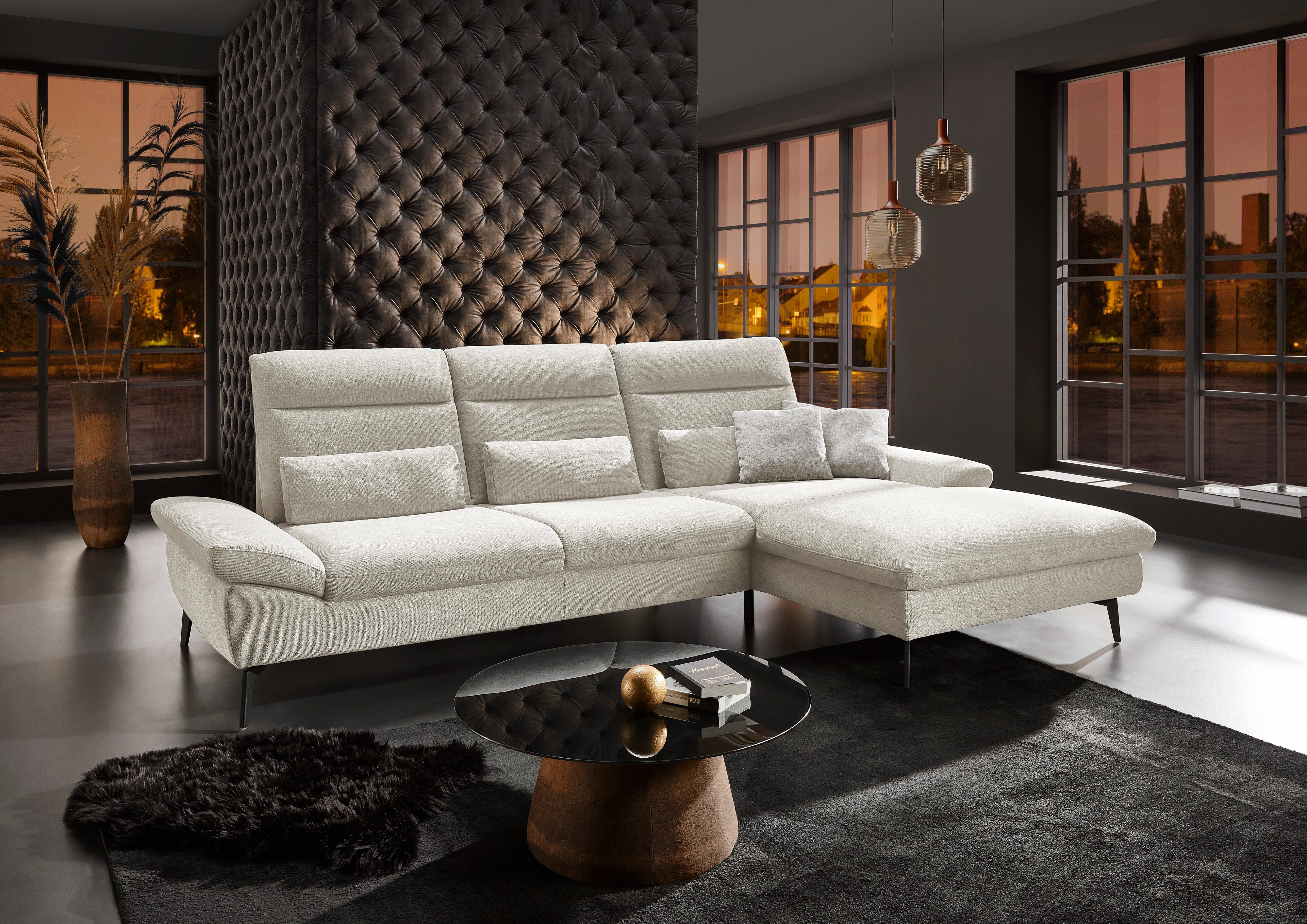 HUKLA Ecksofa HU-HP22156 L-Form, inkl. Kopfpolsterverstellung, optional mit Sitztiefenverstellung