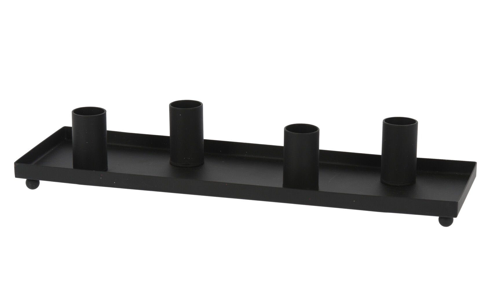 Spetebo Kerzentablett Stabkerzen Kerzentablett Metall schwarz 30 x 10 cm, Kerzen Ständer mit 4 Haltern für Tafelkerzen