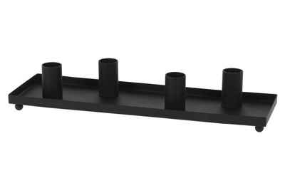 Spetebo Kerzentablett Stabkerzen Kerzentablett Metall schwarz 30 x 10 cm (Stück, 1 St., Kerzentablett), Kerzen Ständer mit 4 Haltern für Tafelkerzen