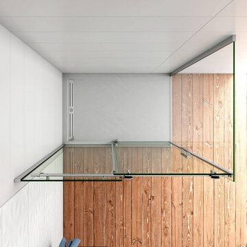 duschspa Eckdusche 8mm NANO Glas Duschkabine Duschabtrennung Schiebetür mit Seitenwand, BxT: 100x70 cm, Einscheibensicherheitsglas, Sicherheitsglas, Set, Klarglas