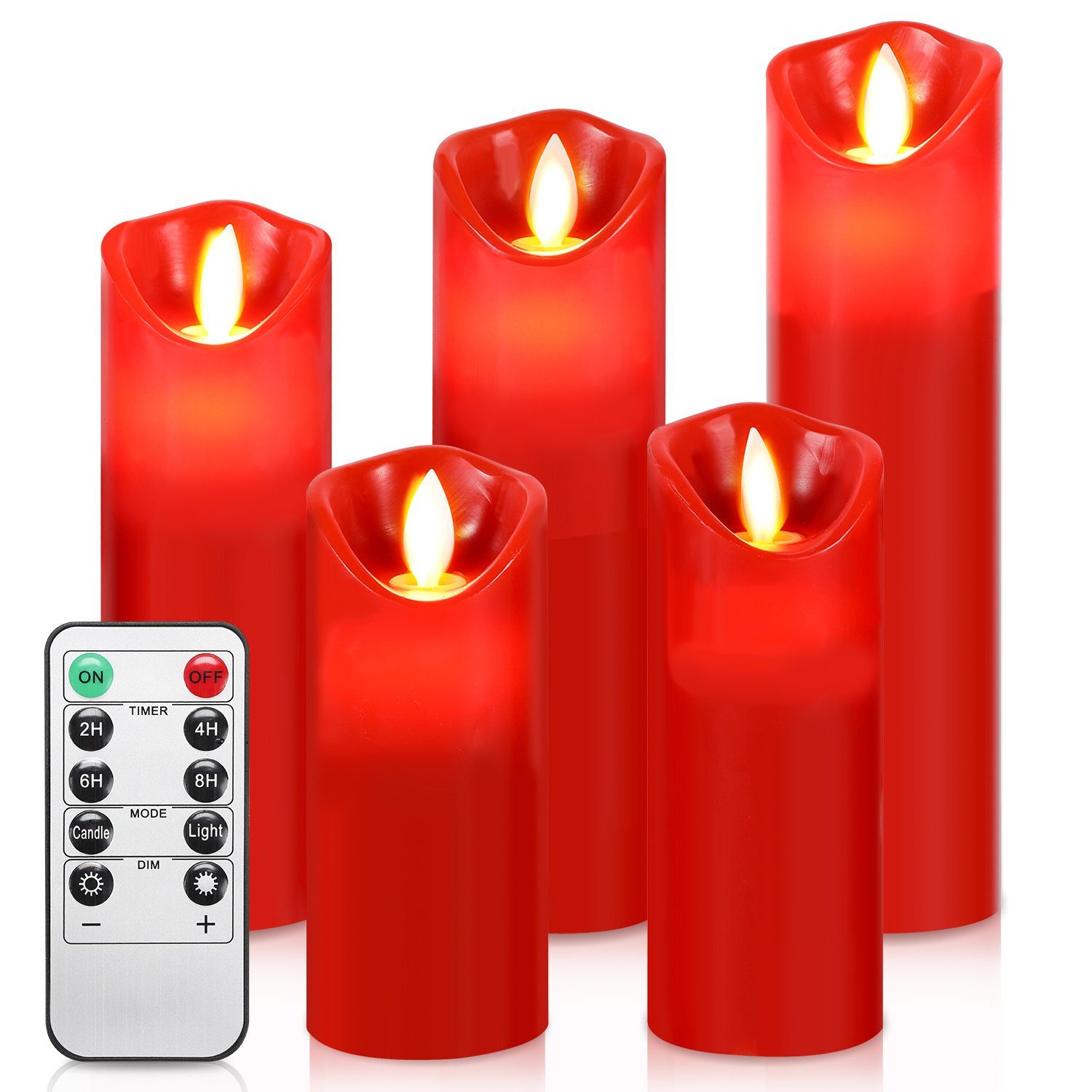 Weihnachtsdeko 5,3cm x H. LED 20 / 16 LED-Kerze Flamme flackernde Fernbedienung Fernbedienung cm 18 13 / / 5X Timer), (5-tlg., 14 Kerzen Bettizia Φ mit Timer /