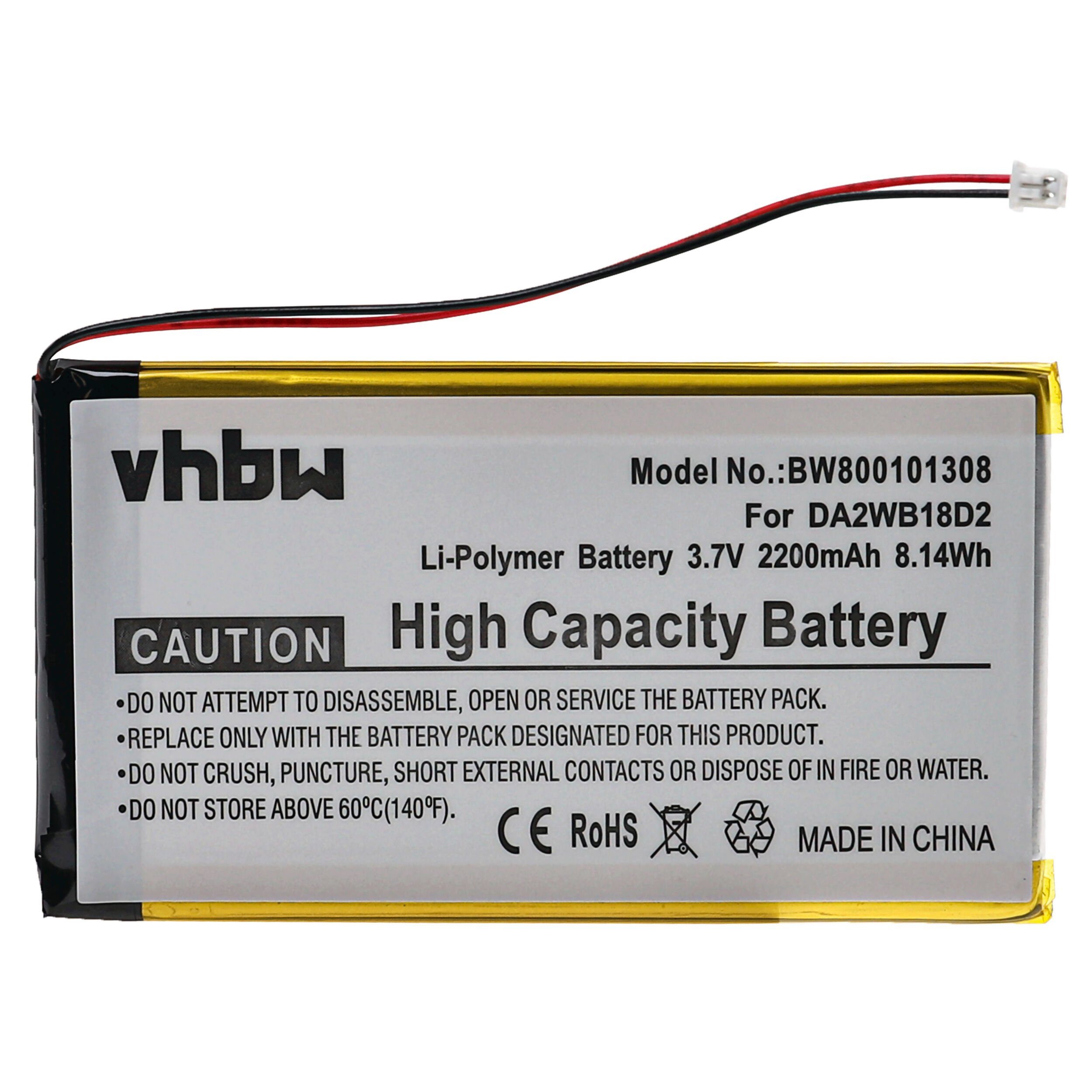 vhbw kompatibel mit Iriver H340, H320, H120, H110, H140 Akku Li-Polymer 2200 mAh (3,7 V)