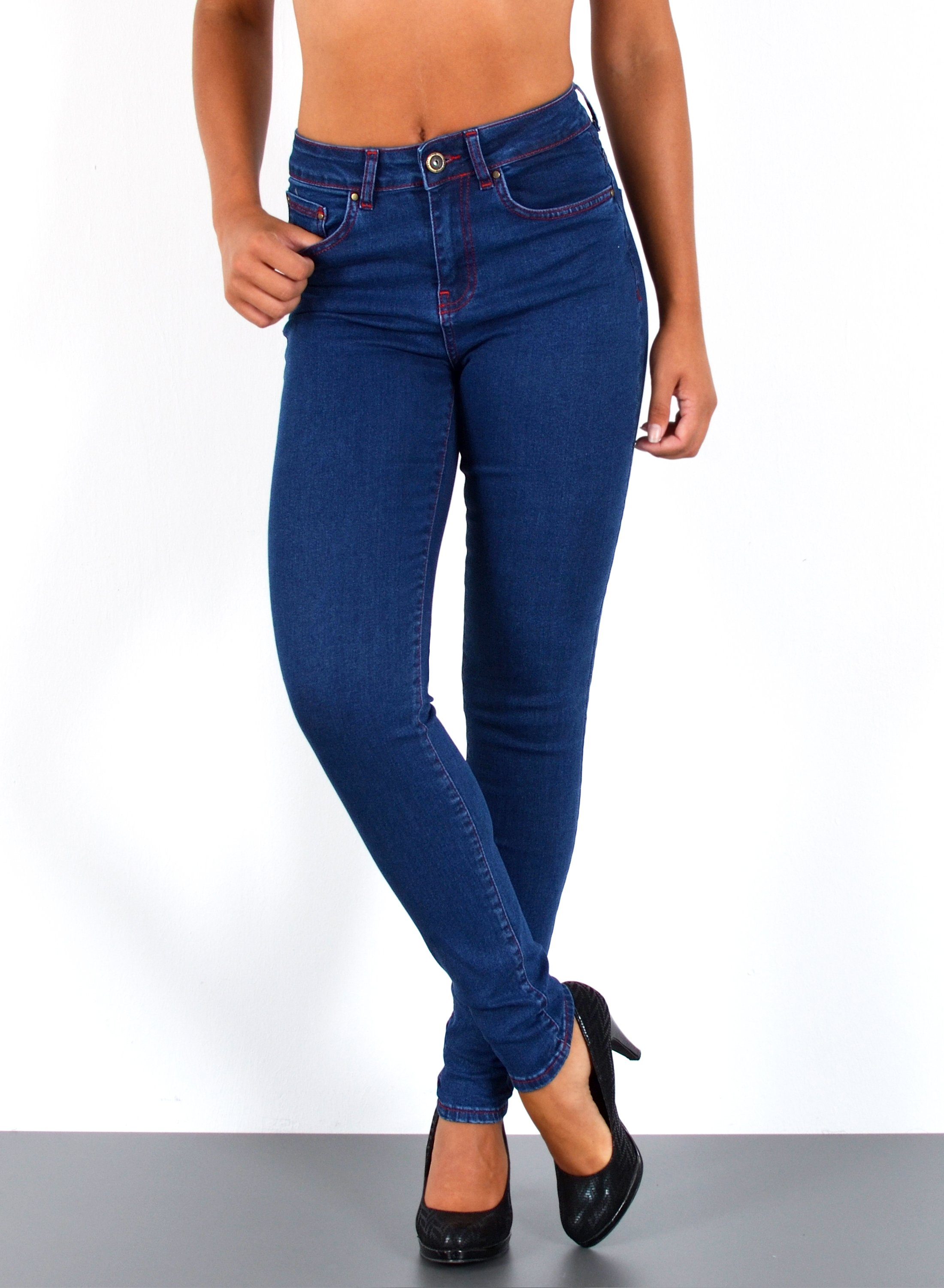 ESRA Skinny-fit-Jeans S400 Damen High Waist Skinny Jeans Stretch Hose hohe Leibhöhe bis Übergröße