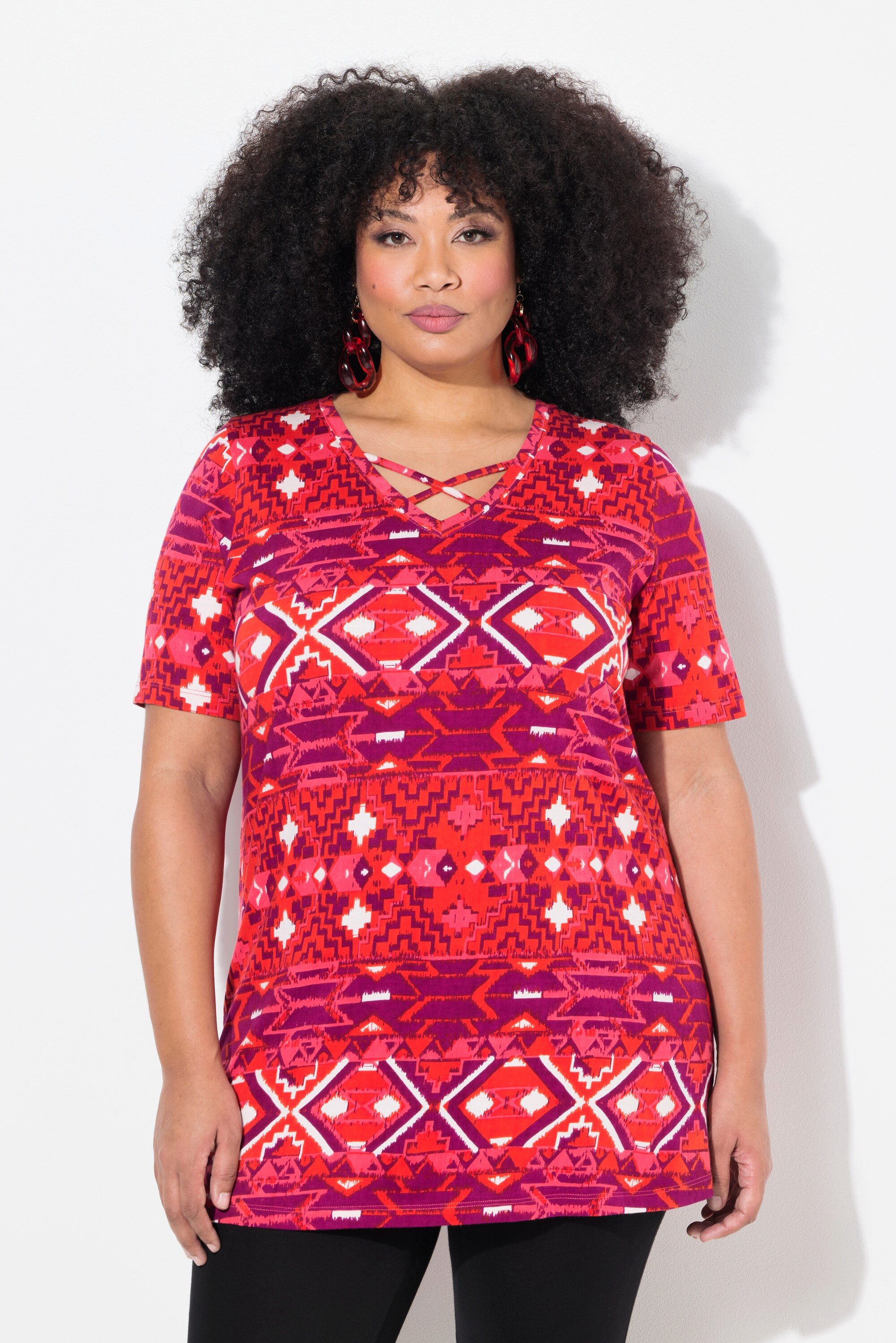 Ulla Popken Longshirt Longshirt Zierbänder A-Linie günstig online kaufen