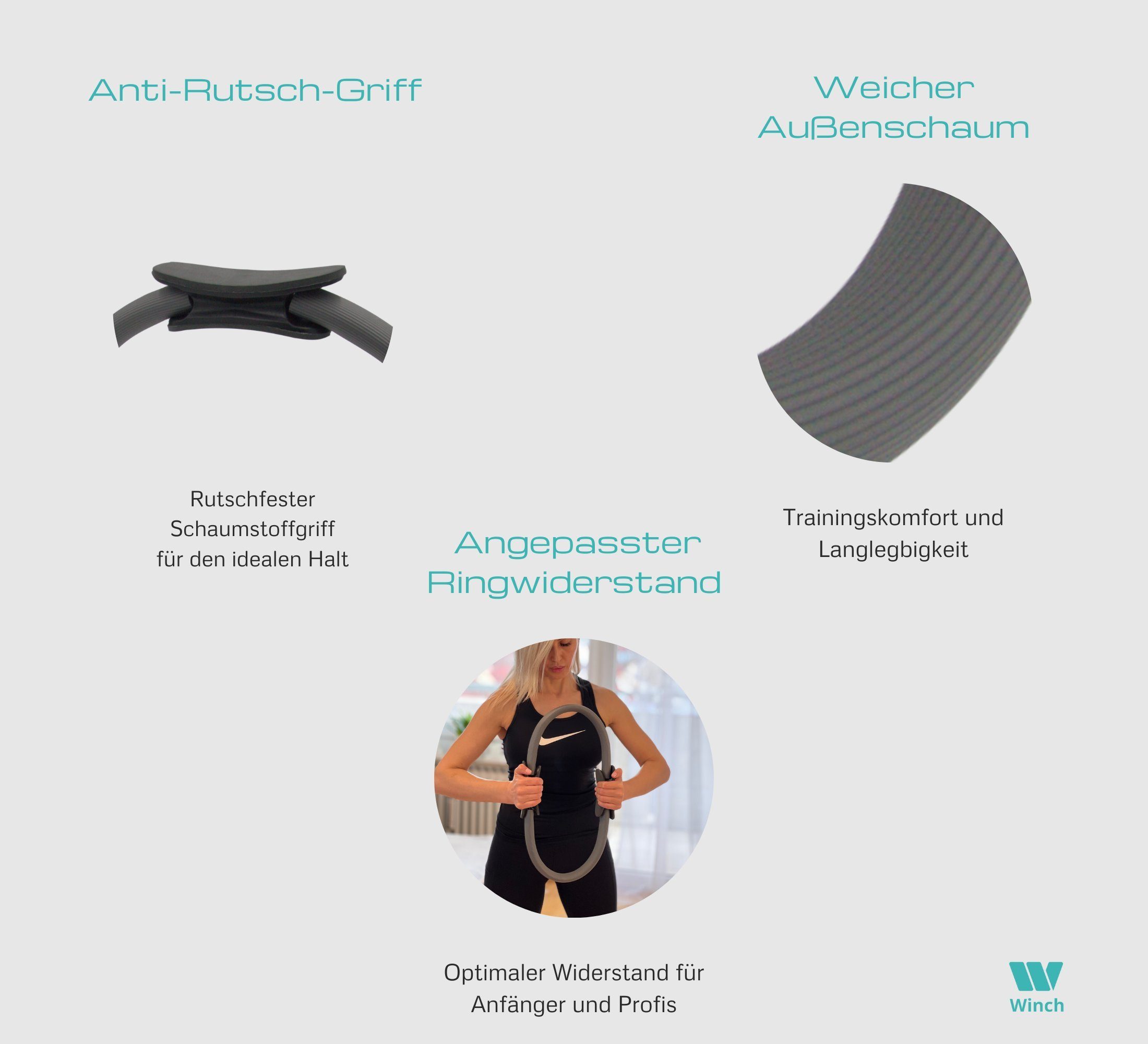 Winch Ganzkörpertrainer PREISSIEGER SPARSET mit Pilates Ring & Leverbell, (Exklusives Sparset)