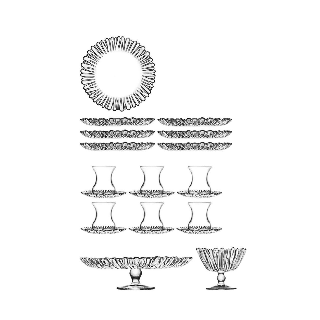 Pasabahce Servier-Set Aurora, Glas, (20-tlg), 20-teiliges, ideal für Tee- & Kaffeerunden