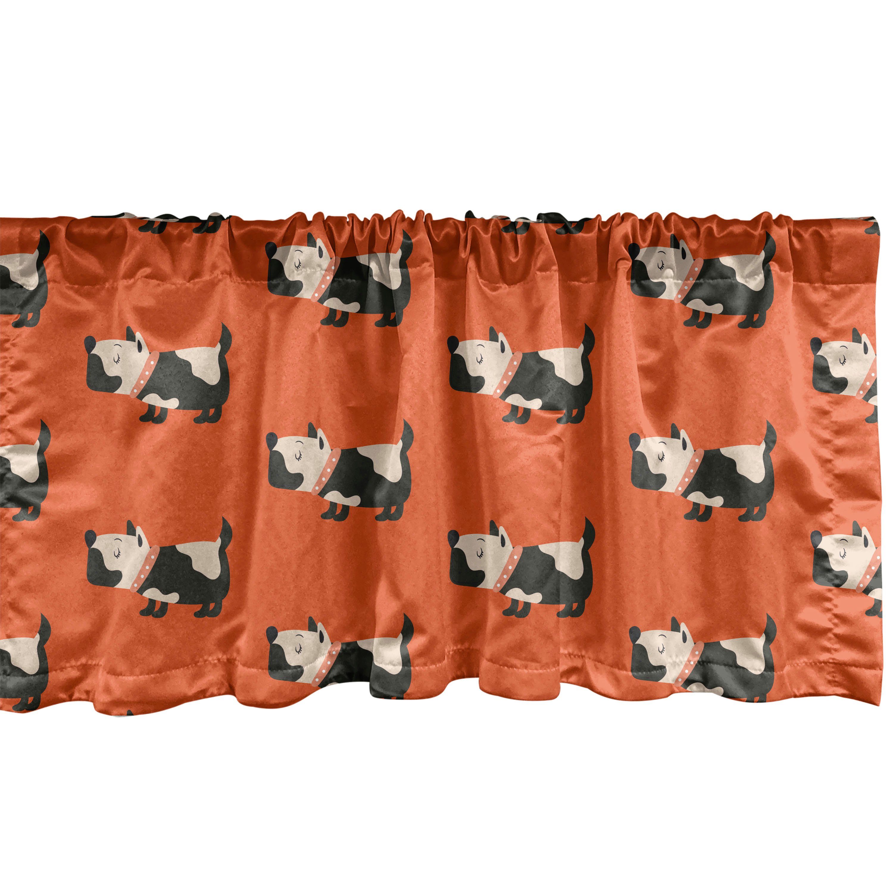 Scheibengardine Vorhang Volant für Küche Schlafzimmer Dekor mit Stangentasche, Abakuhaus, Microfaser, Hündchen Cartoon Hund Muster