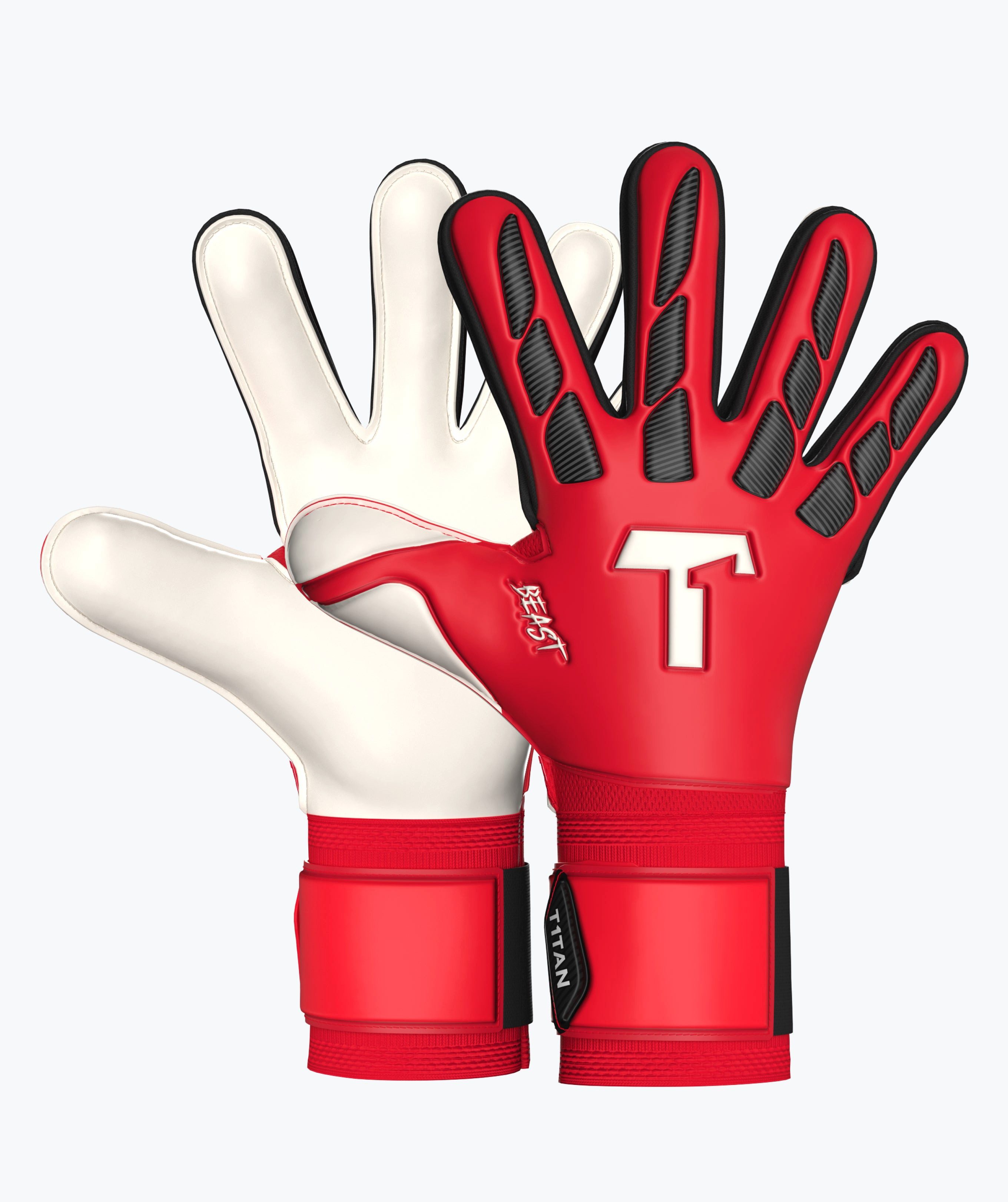 T1TAN Torwarthandschuhe Kinder Beast 4.0 Demon Red, Größe 4-6