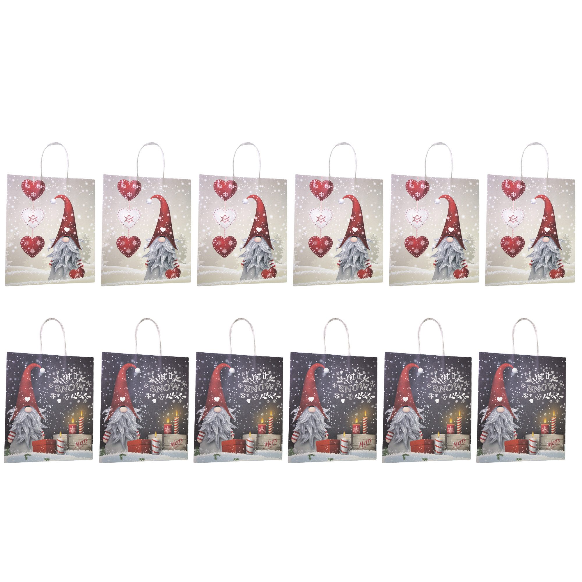hausleben Geschenkpapier Große Geschenktaschen aus Kraftpapier, (24St), 2 Designs, je 12 Stück – 26,6x12,7x31,7 cm