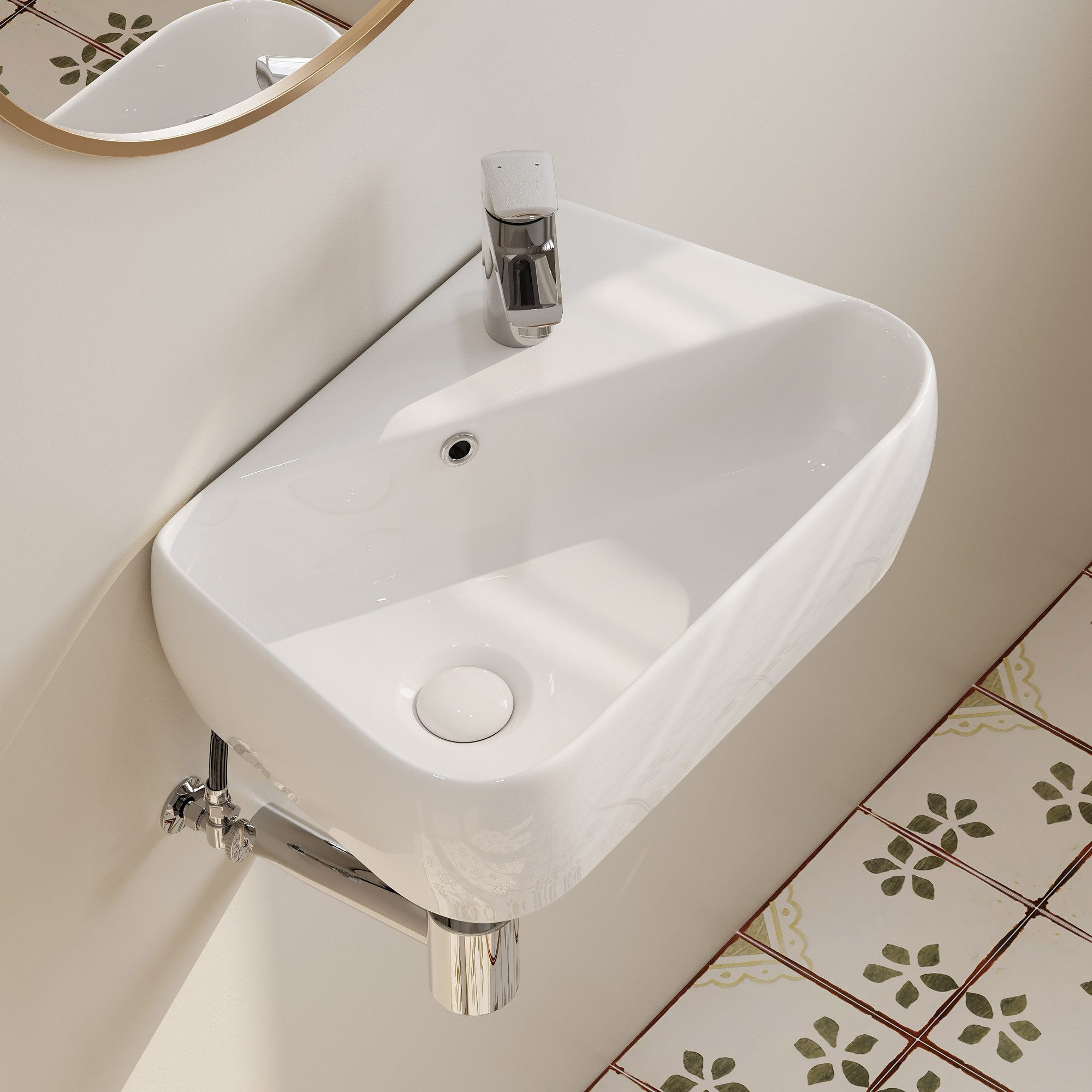 HOROW Aufsatzwaschbecken Waschbecken Oval Weiß mit günstig online kaufen