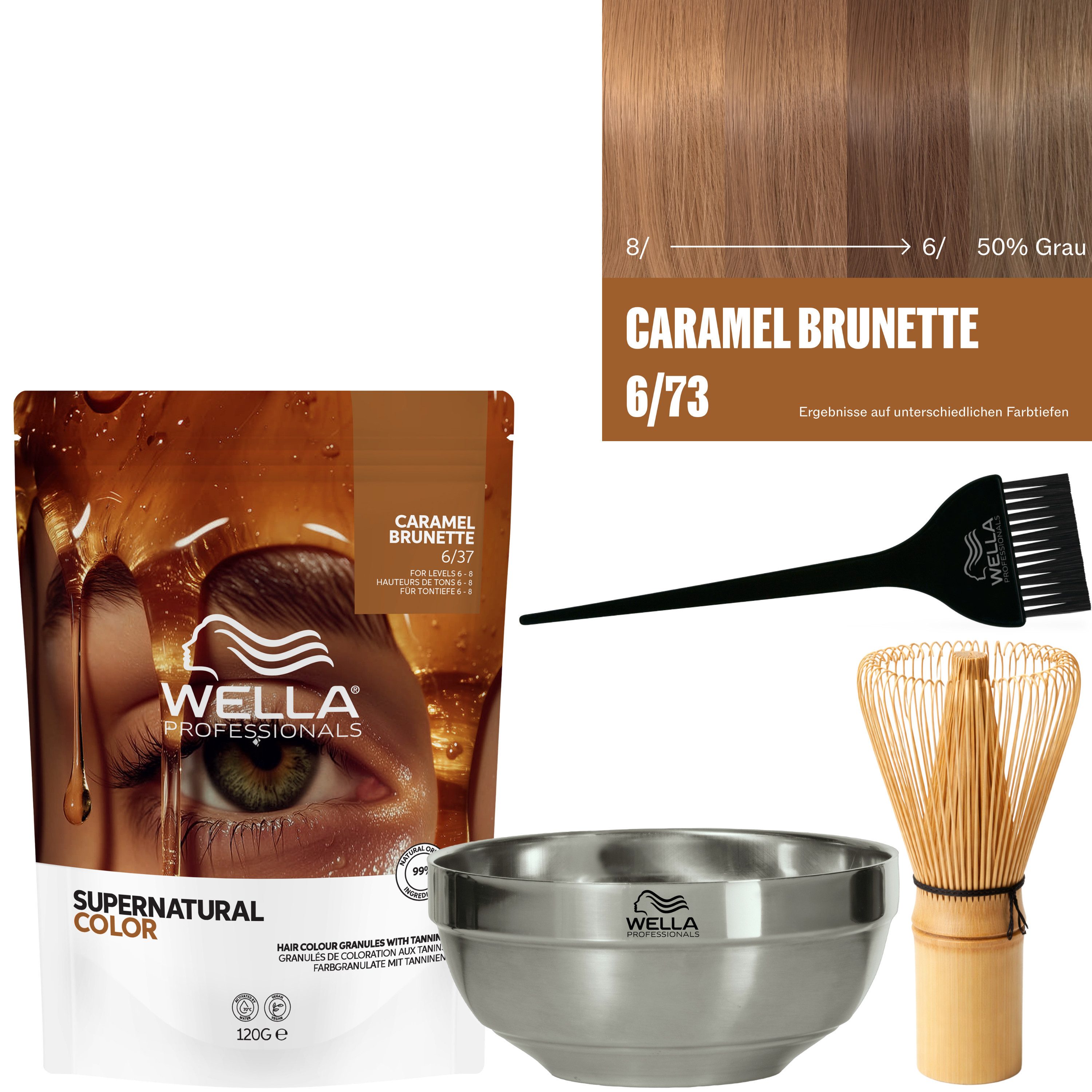 Wella Professionals Haarfarbe Supernatural Color Komplett-Set, 4-tlg., Haarfarbe aus bis zu 100% natürlichen Inhalttstoffen
