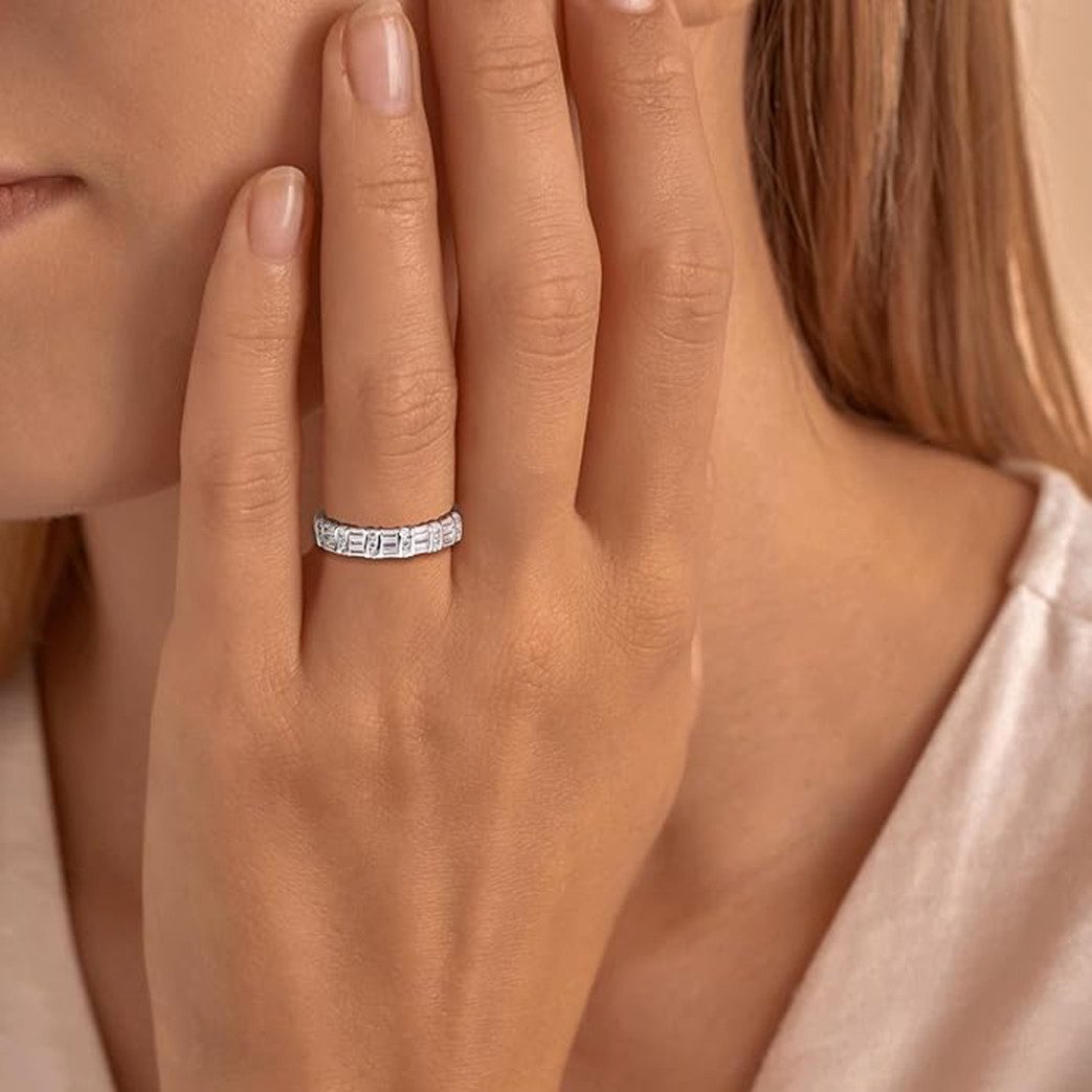 Jumpeak Diamantring Ring aus 14K Weißgold/Gelbgold, D/E, VVS/VS, Diamantring, Paarringe, Valentinstag geschenk für sie,Geschenk für frau,Damen geschenk