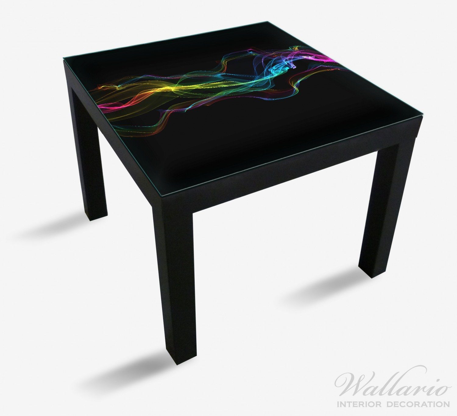 Wallario Tischplatte Tisch Rauch (1 Hintergrund Lack für St), Bunter Ikea schwarzem geeignet vor