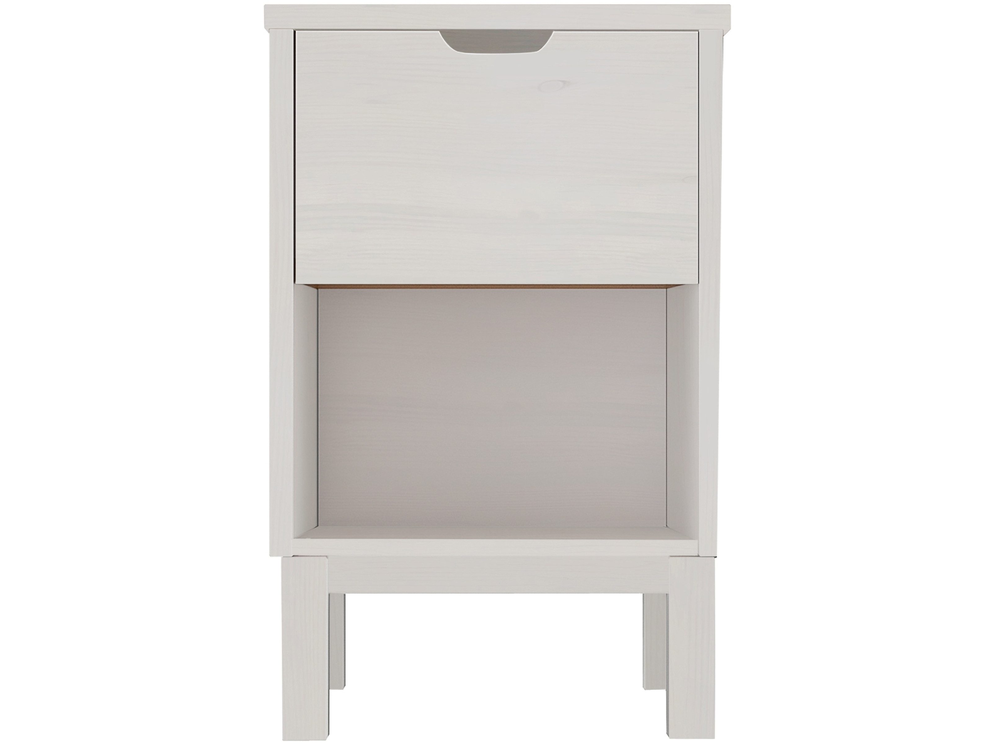 freiraum Nachtkommode Nachtkommode >Poznan< 1 Schublade in Weiß / Honig, Kiefer/MDF - 38x59x, in Weiß, Kiefer/MDF - 38x59x35cm (BxHxT)