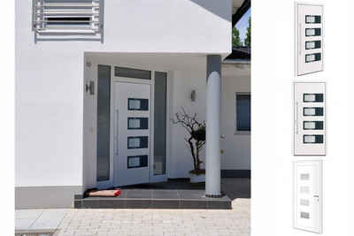 vidaXL Haustür Haustür Weiß 100x210 cm Aluminium und PVC Hauseingangstür Glas-Element
