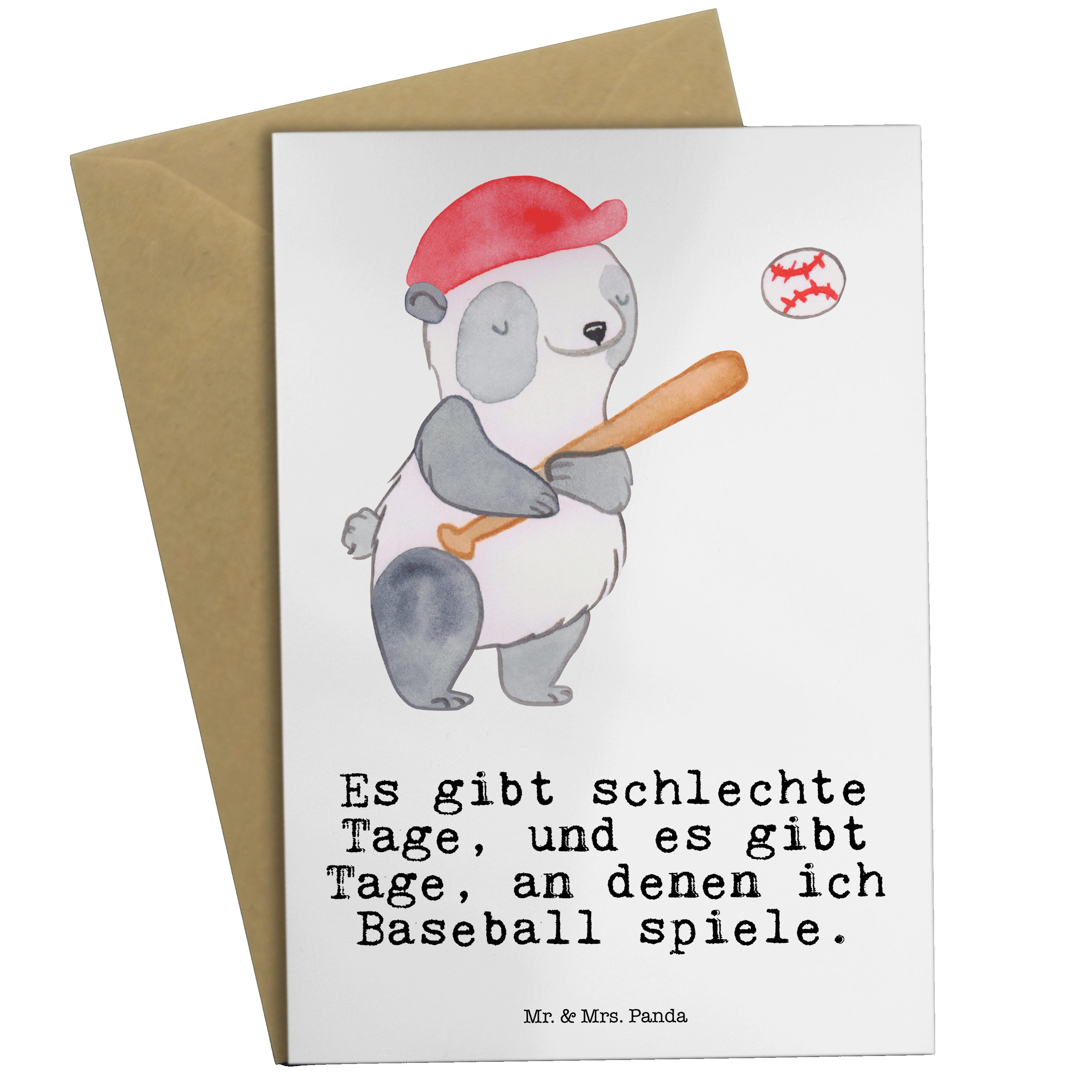 Sp & Baseball - - Mr. Panda Weiß Mrs. Tage Panda Gewinn, Klappkarte, Geschenk, spielen Grußkarte