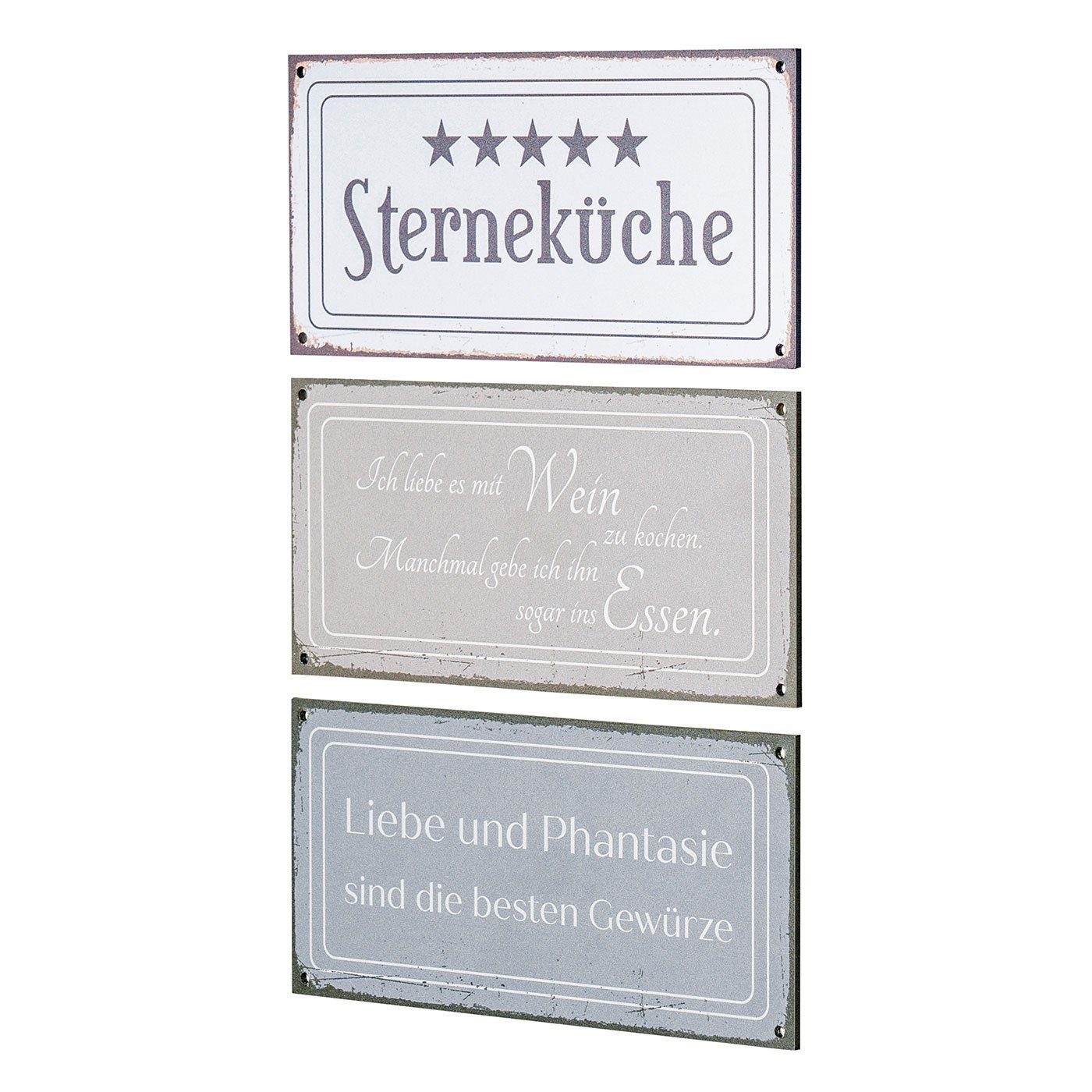 Levandeo® Metallbild, 3er Set Wandbilder 20x10cm günstig online kaufen