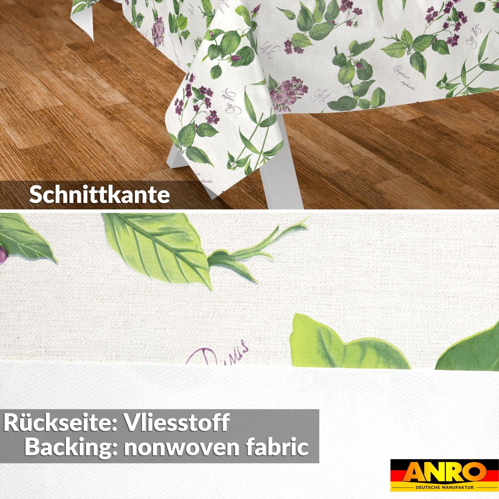 ANRO Tischdecke Feldblumen abwaschbar Wachstuch pflegeleicht wasserabweisend (Einzelstück 1-tlg), Schmutzabweisend Landhaus Grün Breite 140cm Gartentischdecke