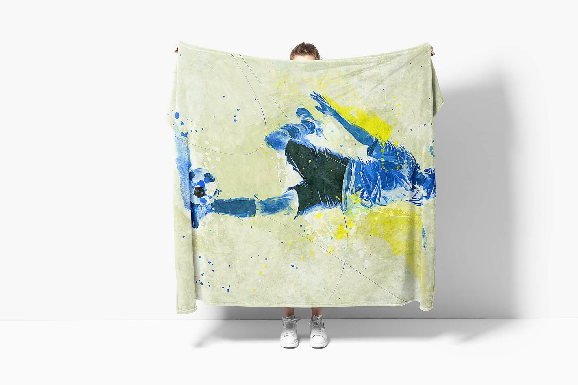 Handtücher SplashArt Sport Handtuch Strandhandtuch Saunatuch Kuscheldecke Kunstvoll Fußball Sporthan, Baumwolle-Polyester-Mix (1-St), Handtuch