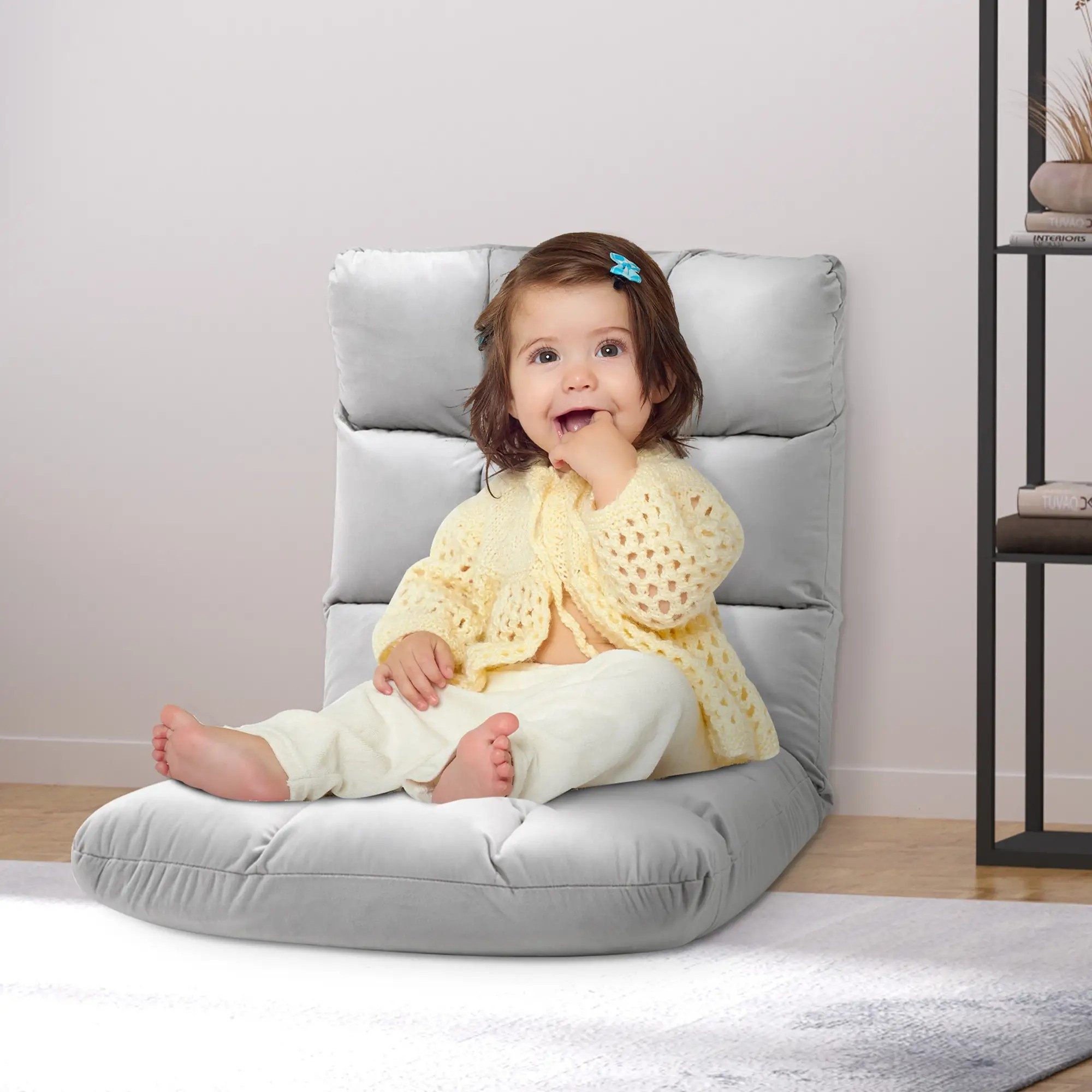 BlingBin Bodenkissen Bodenstuhl Faltbar Bodensessel Relaxsessel mit Liegefunktion, mit Verstellbarer Rückenlehne Lazy Sofa Lesesessel für Zuhause