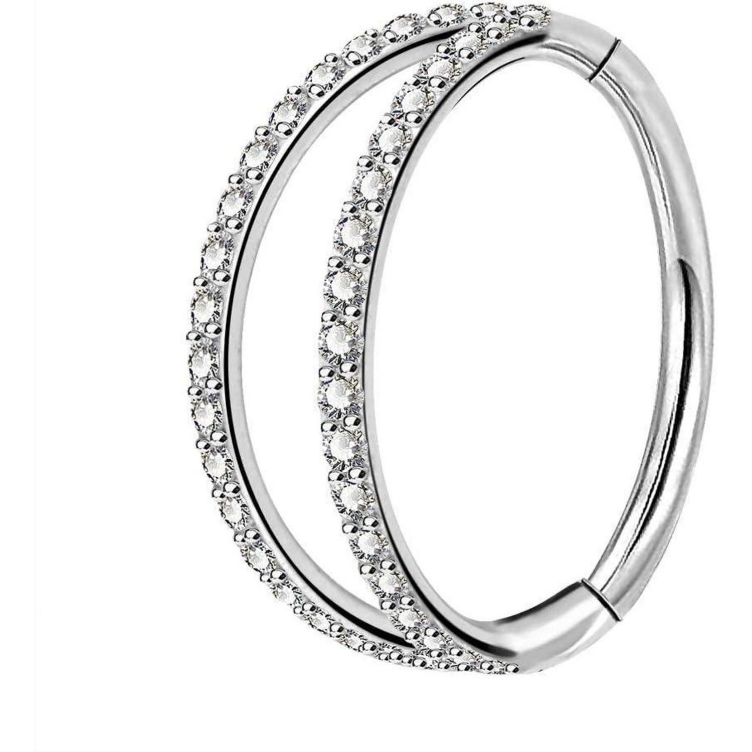 LuxusKollektion Augenbrauenpiercing Helix Earrings Hoop Clear CZ Paved Septum Ring 316L Stainless Steel