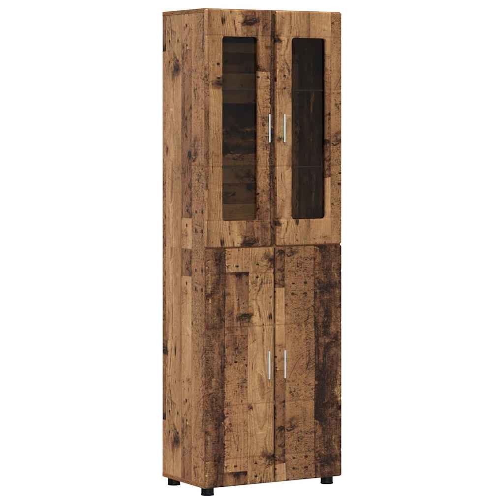 vidaXL Wohnzimmer-Set Highboard mit Tür FLORIN Altholz 60 x 35 x 182 cm Holzwerkstoff, (1-St)