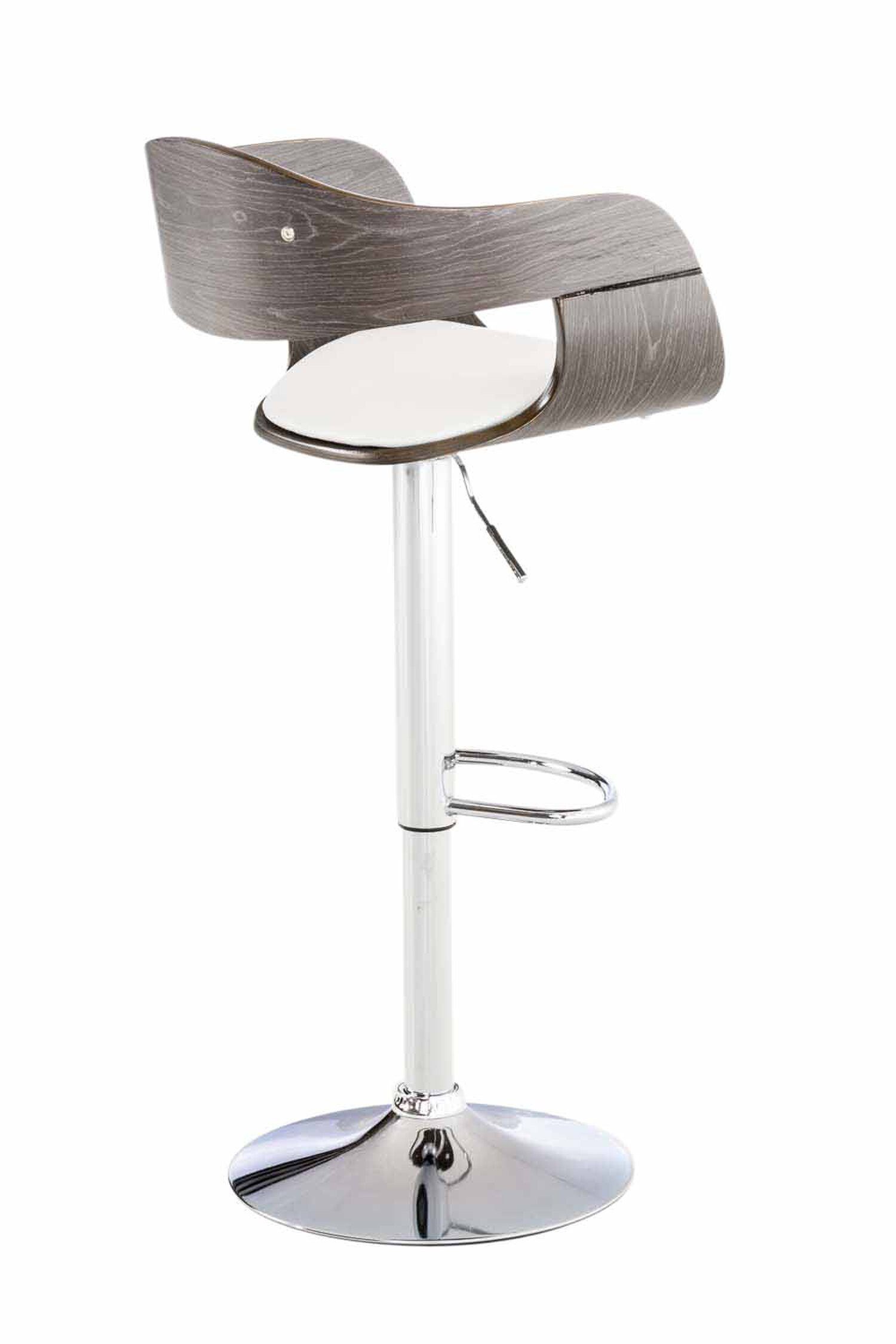 Metall Sitz: drehbar Hocker & Küche), (mit Kunstleder Chromoptik 360° Rückenlehne Weiß/Grau Barhocker - Fußstütze für mit Theke Kingsley - - TPFLiving und