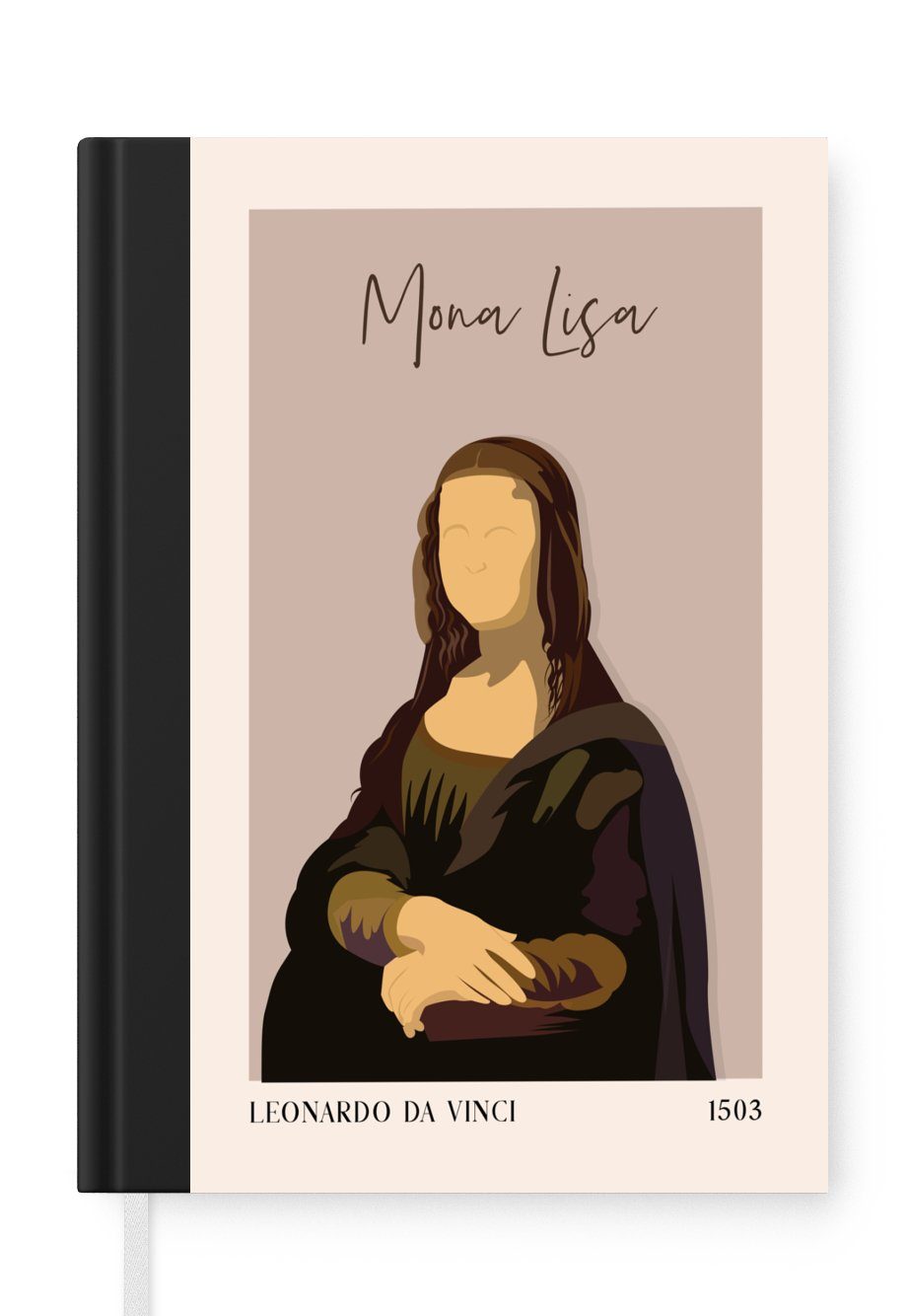 MuchoWow Notizbuch Mona Lisa - Rosa - Alte Meister, Journal, Merkzettel, Tagebuch, Notizheft, A5, 98 Seiten, Haushaltsbuch