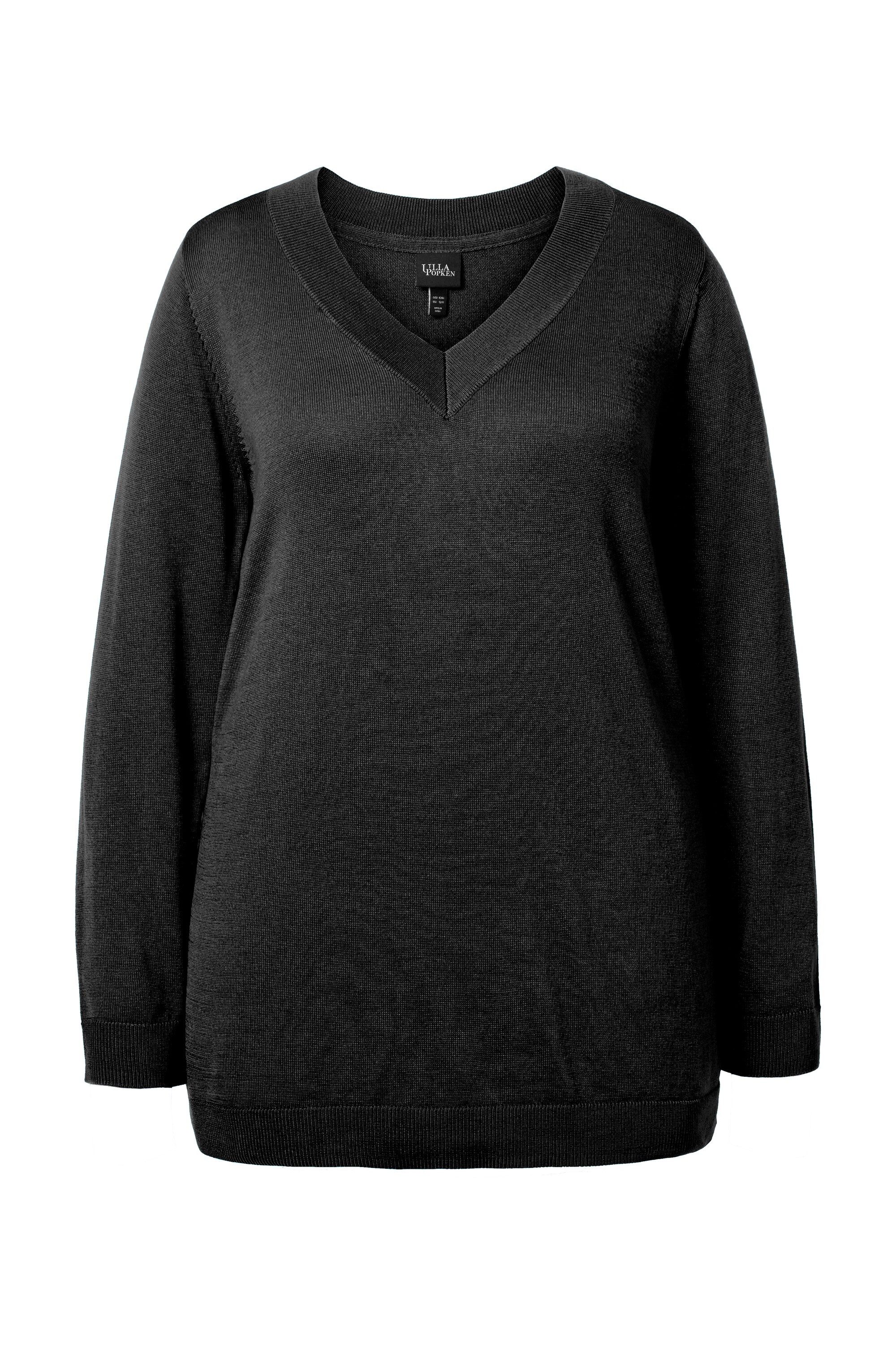 Ulla Popken Strickpullover Pullover V-Ausschnitt Langarm günstig online kaufen