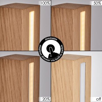 hofstein Stehlampe dimmbare Stehlampe aus Holz/Kunststoff in Natur/Weiß, LED fest integriert, 3000 Kelvin, mit Tastdimmer und Fußschalter, Höhe 156cm, 37,5 Watt, 3500 Lumen